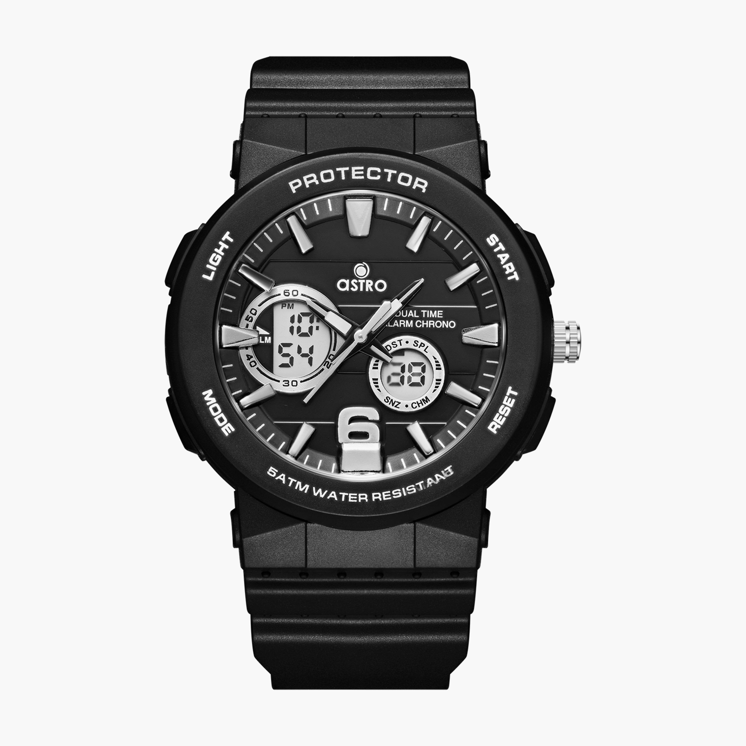 A23819-PPBB | ساعة رقمية ذات انالوج للأطفال بسوار سيليكون بلون اسود من أسترو-girls-accessories-watches-image-1