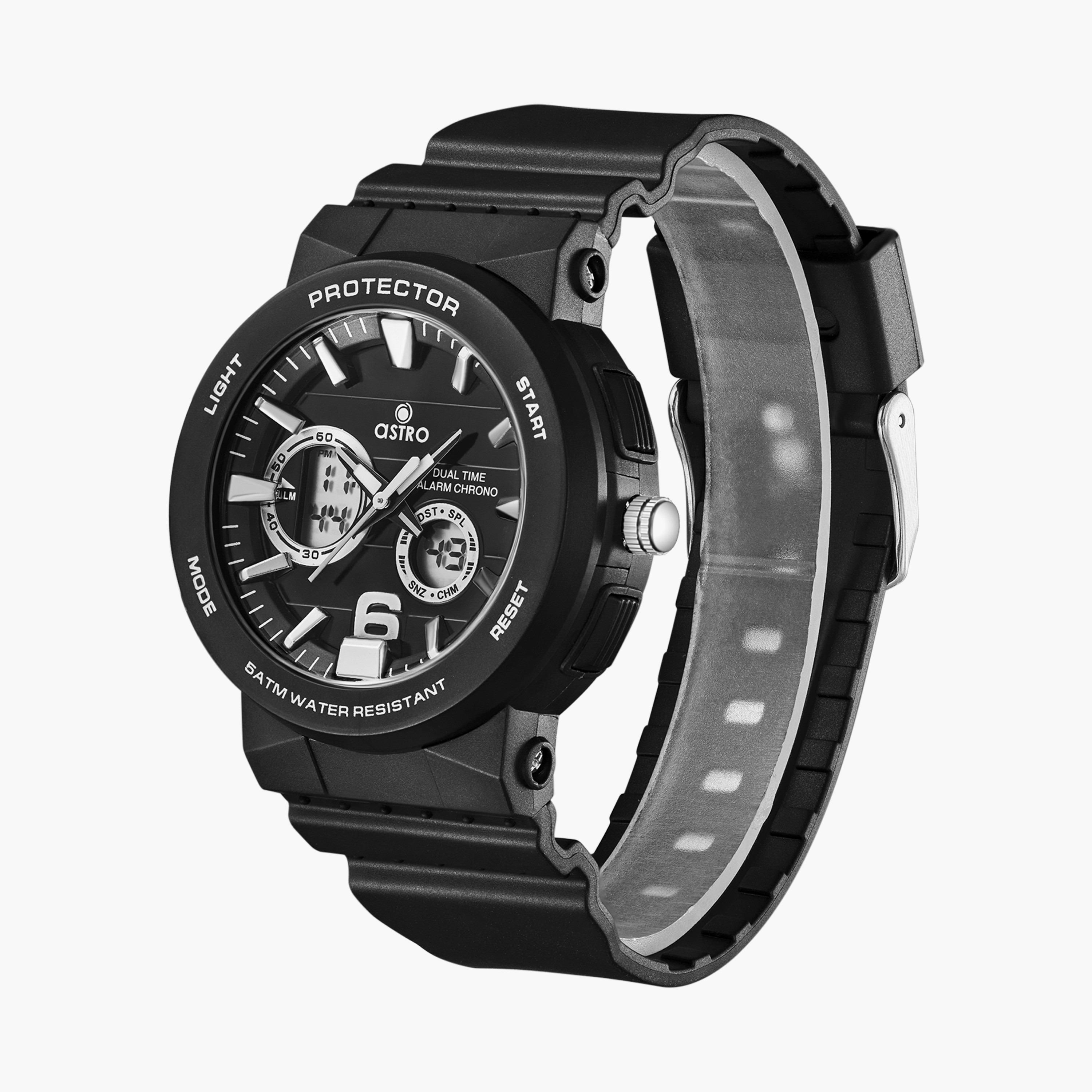 A23819-PPBB | ساعة رقمية ذات انالوج للأطفال بسوار سيليكون بلون اسود من أسترو-girls-accessories-watches-image-2