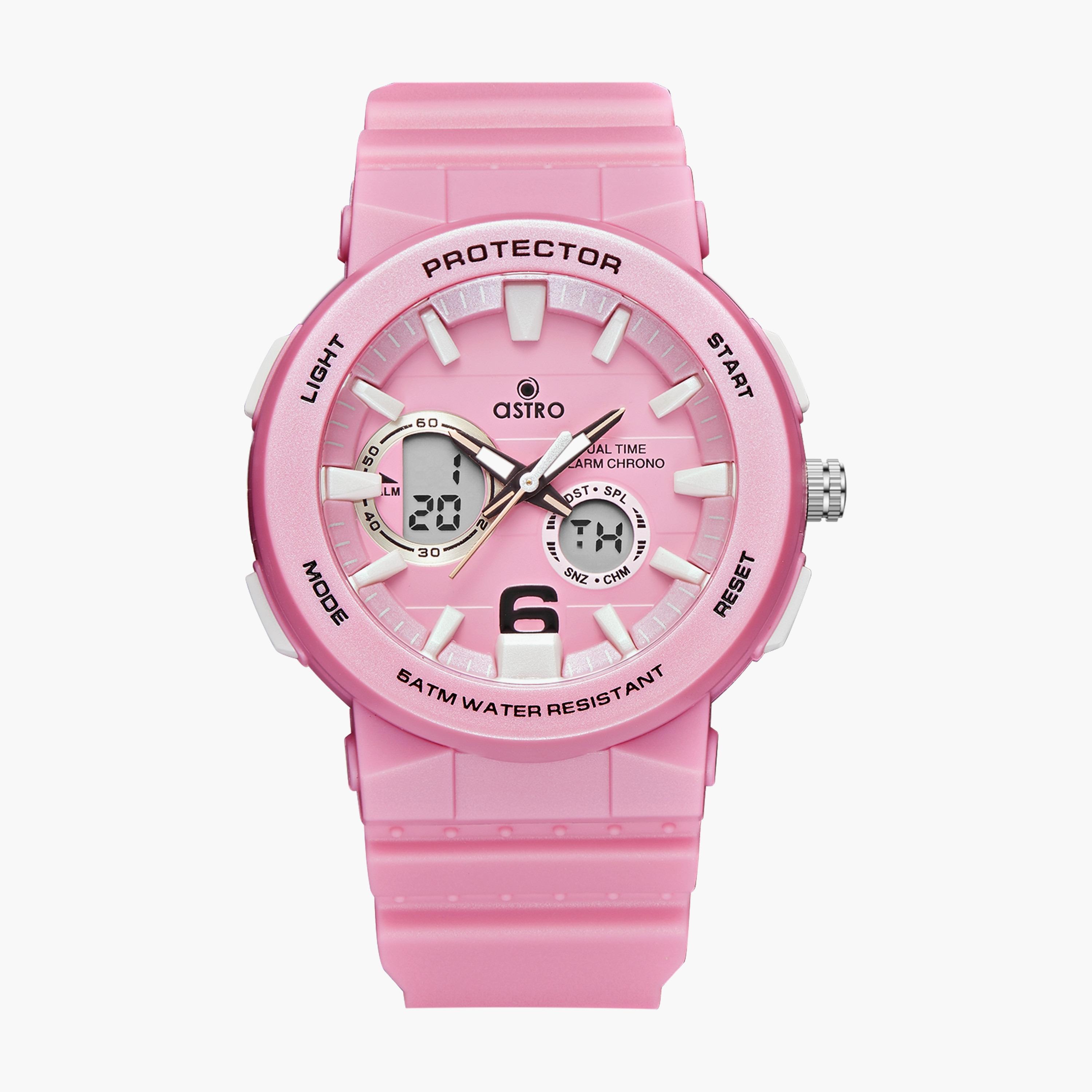 A23819-PPPP | ساعة رقمية ذات انالوج للأطفال بسوار سيليكون بلون وردي من أسترو-girls-accessories-watches-image-1