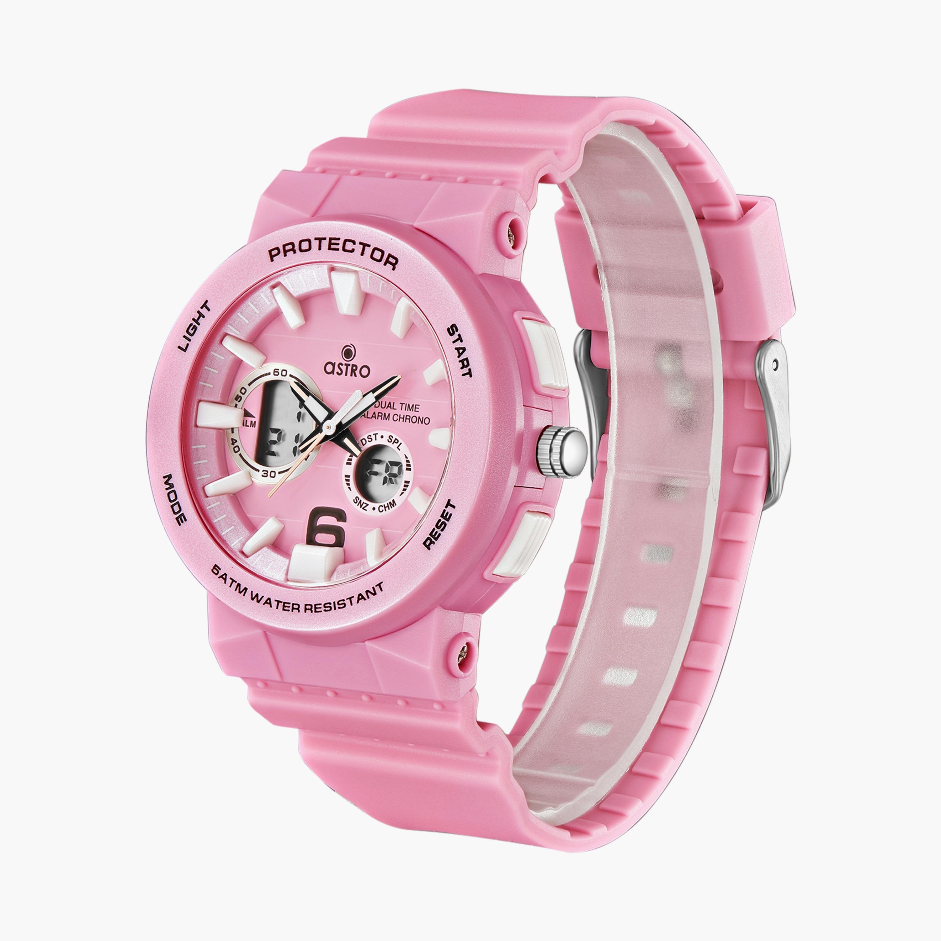 A23819-PPPP | ساعة رقمية ذات انالوج للأطفال بسوار سيليكون بلون وردي من أسترو-girls-accessories-watches-image-2