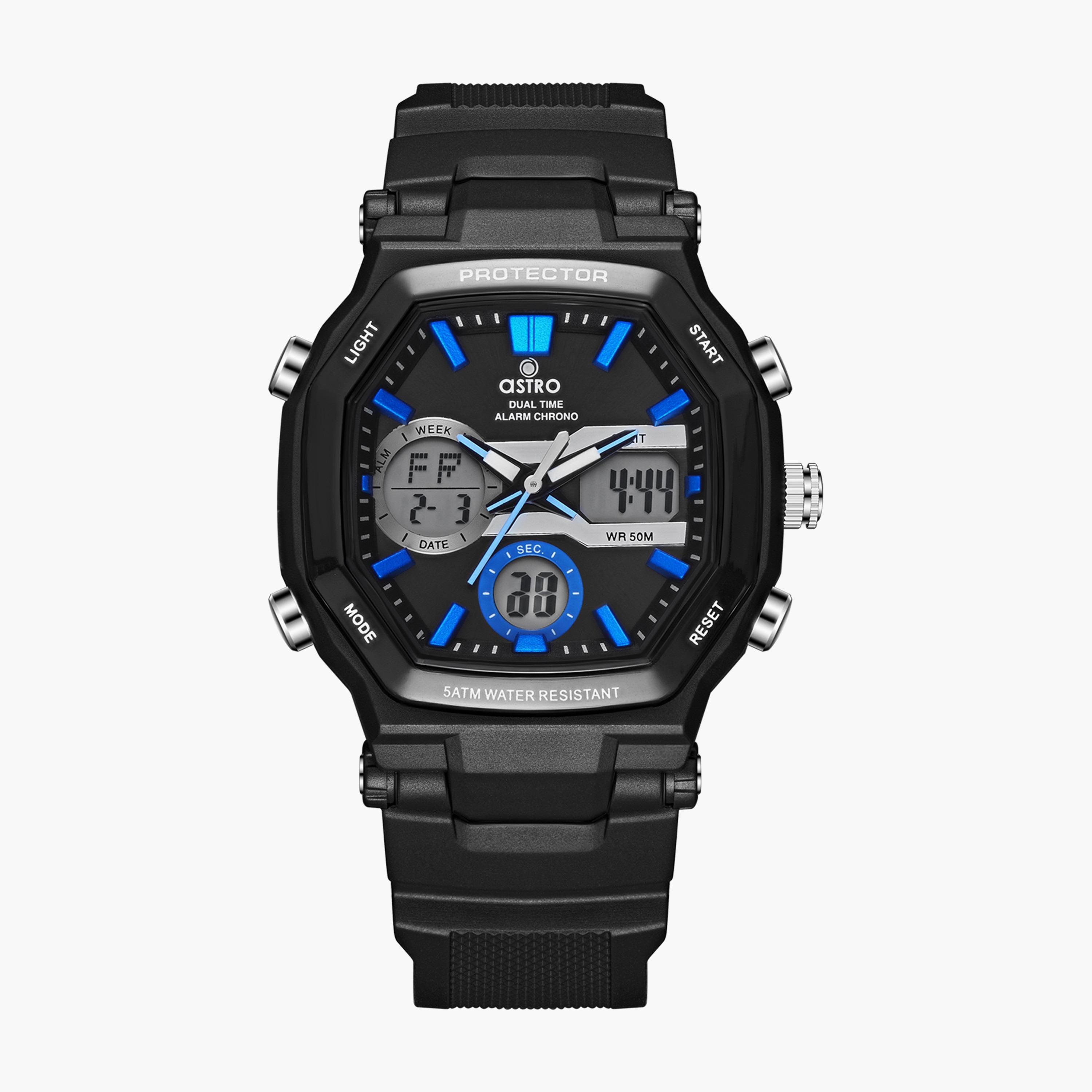 A23820-PPBB | ساعة رقمية ذات انالوج للأطفال بسوار سيليكون بلون اسود من أسترو-girls-accessories-watches-image-1