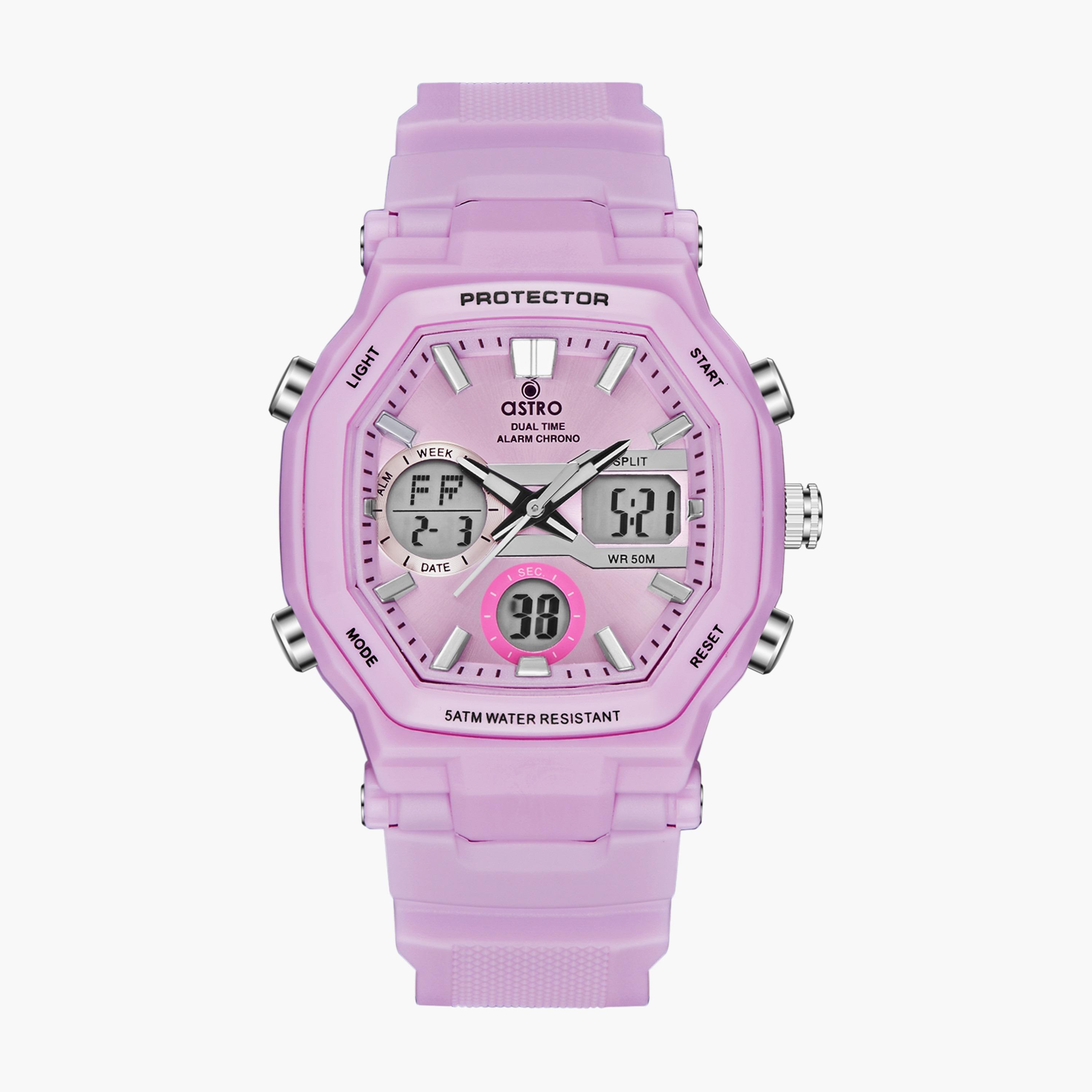 A23820-PPPP | ساعة رقمية ذات انالوج للأطفال بسوار سيليكون بلون وردي من أسترو-girls-accessories-watches-image-1