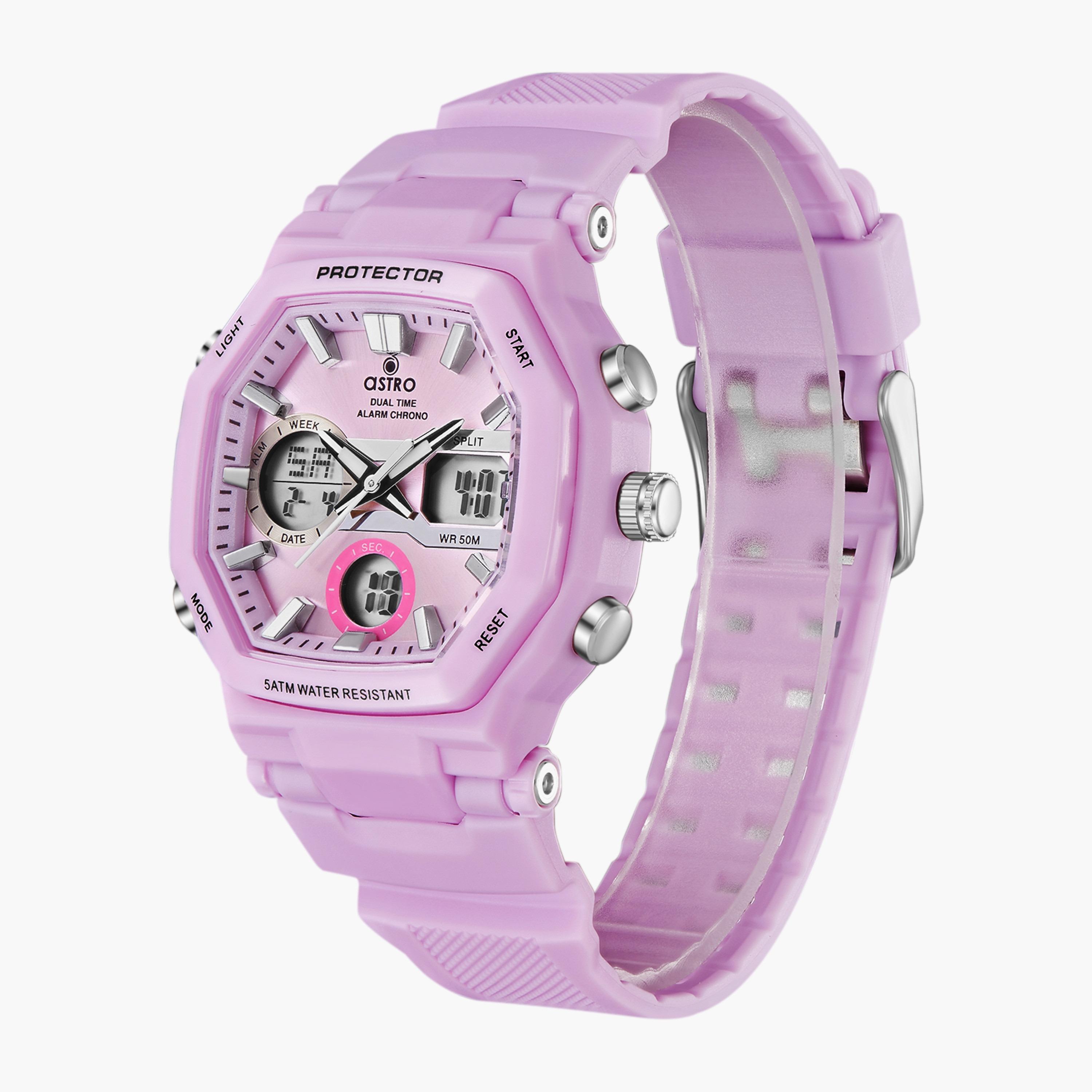 A23820-PPPP | ساعة رقمية ذات انالوج للأطفال بسوار سيليكون بلون وردي من أسترو-girls-accessories-watches-image-2