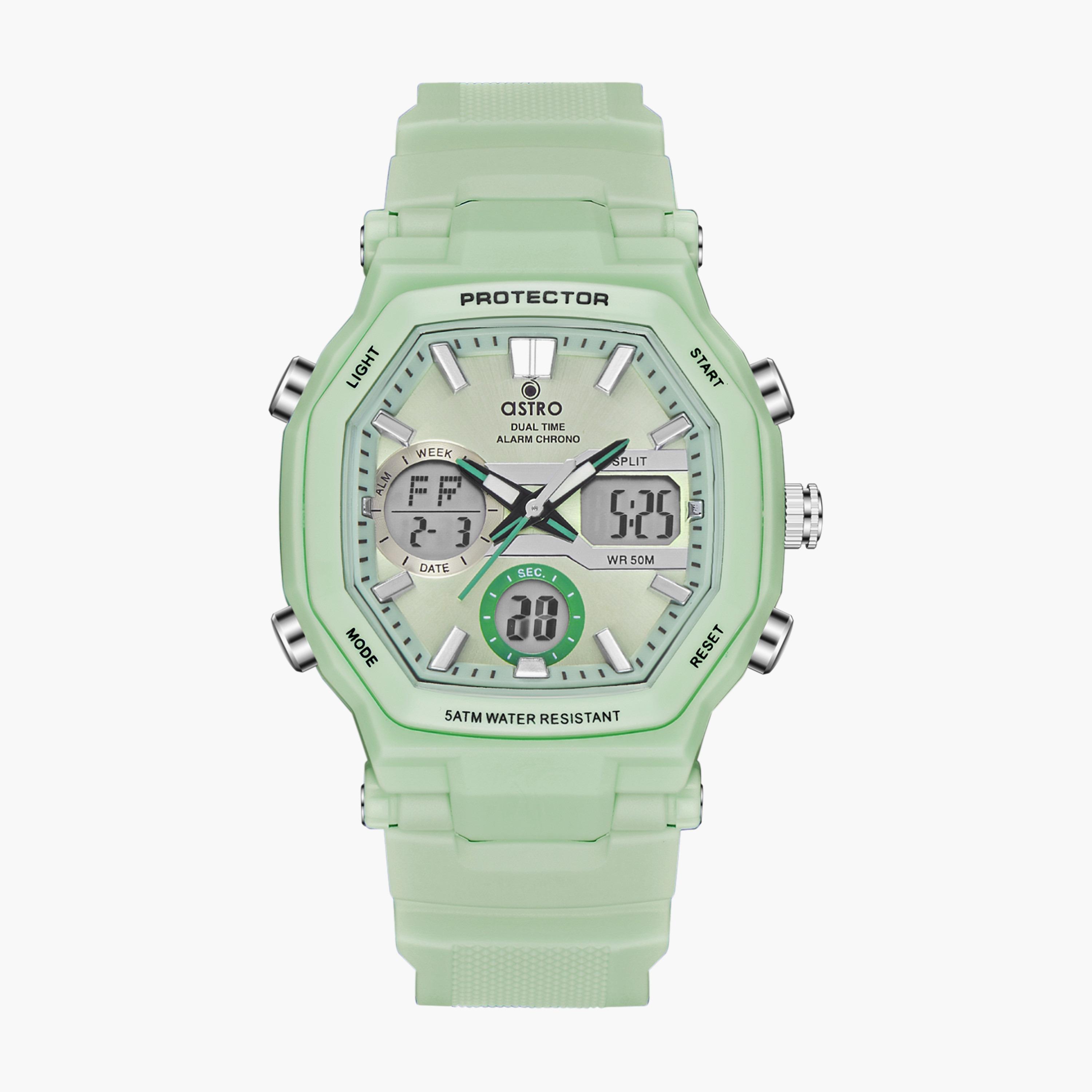 A23820-PPGG | ساعة رقمية ذات انالوج للأطفال بسوار سيليكون بلون اخضر من أسترو-girls-accessories-watches-image-1