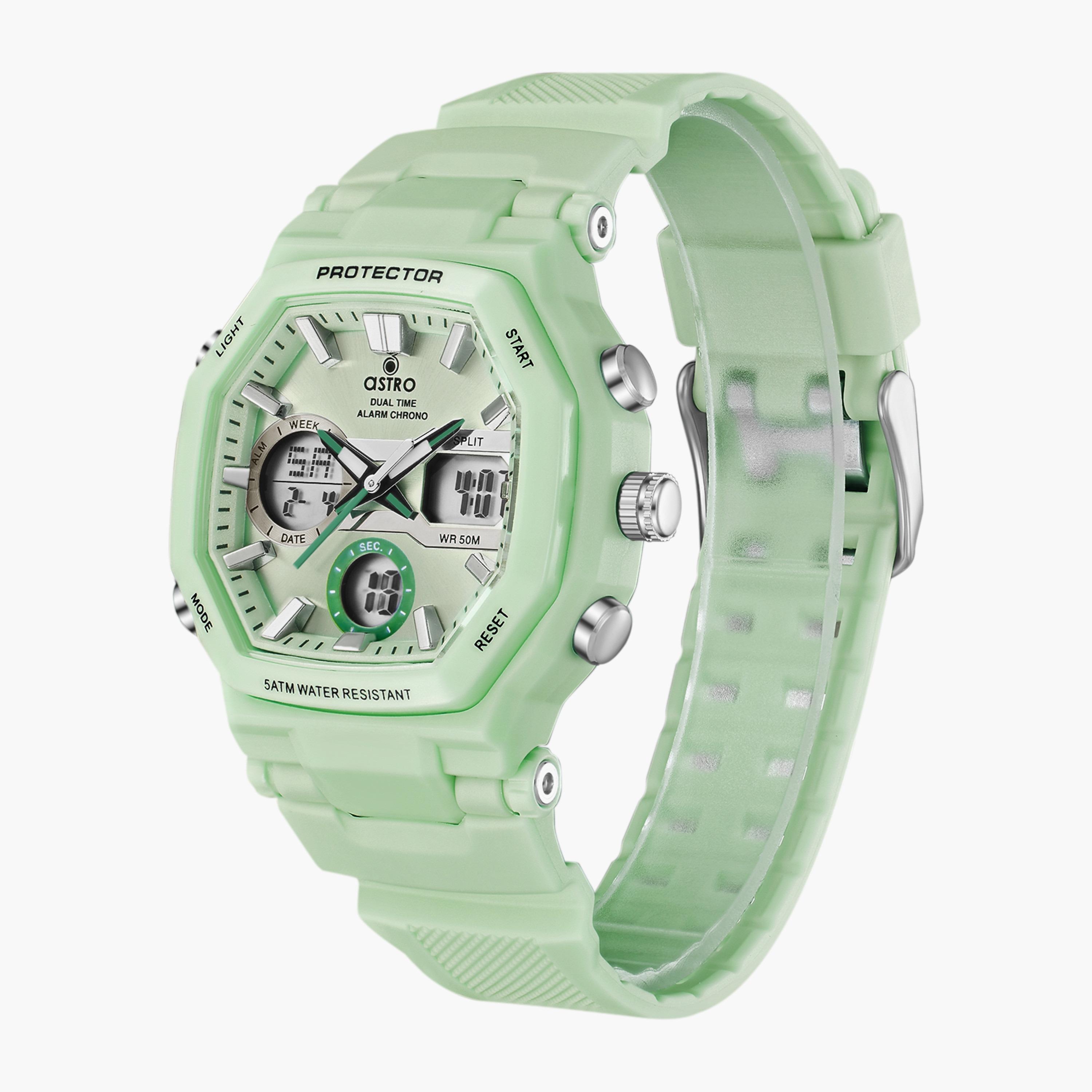 A23820-PPGG | ساعة رقمية ذات انالوج للأطفال بسوار سيليكون بلون اخضر من أسترو-girls-accessories-watches-image-2