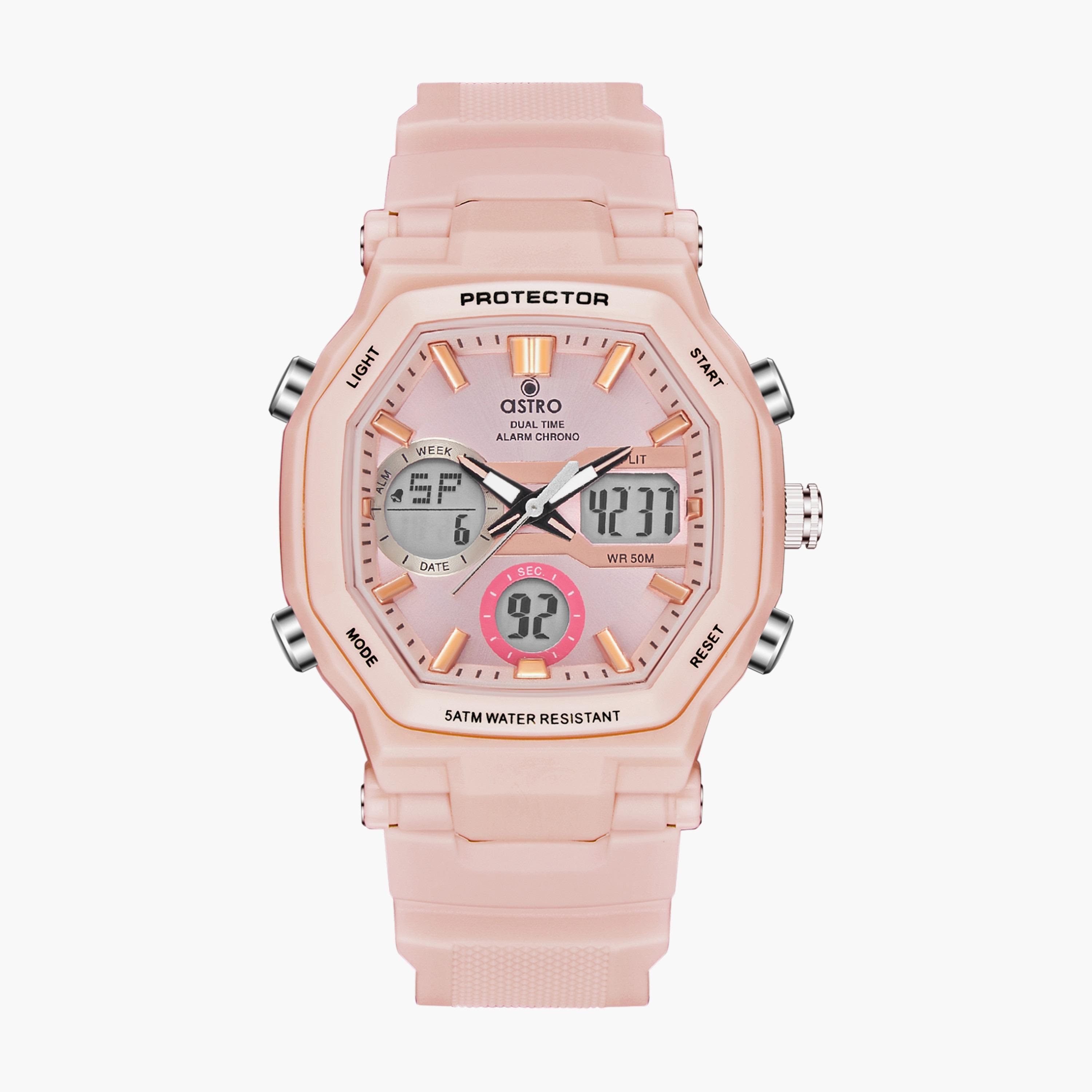 A23820-PPFF | ساعة رقمية ذات انالوج للأطفال بسوار سيليكون بلون بيتش من أسترو-girls-accessories-watches-image-1