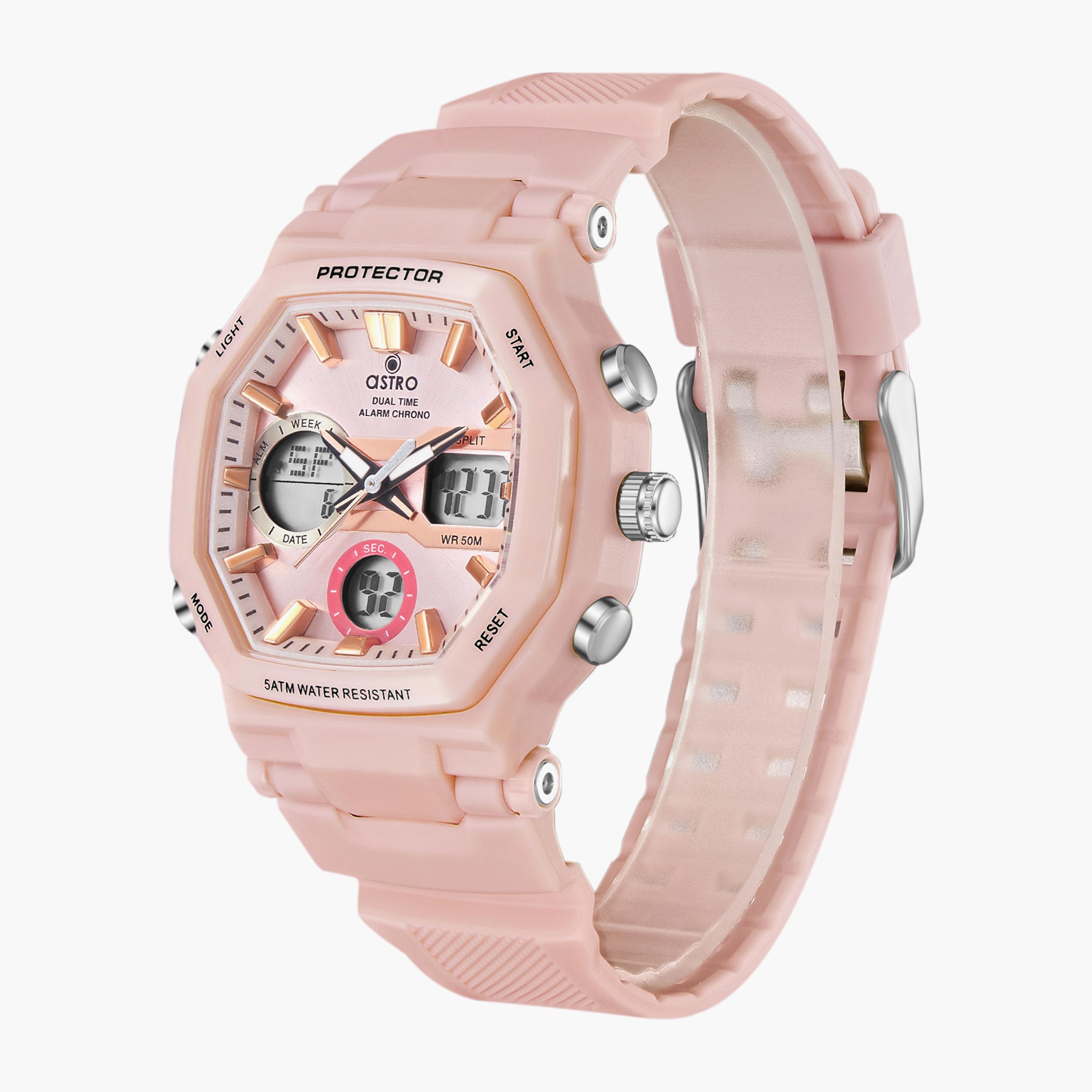 A23820-PPFF | ساعة رقمية ذات انالوج للأطفال بسوار سيليكون بلون بيتش من أسترو-girls-accessories-watches-image-2