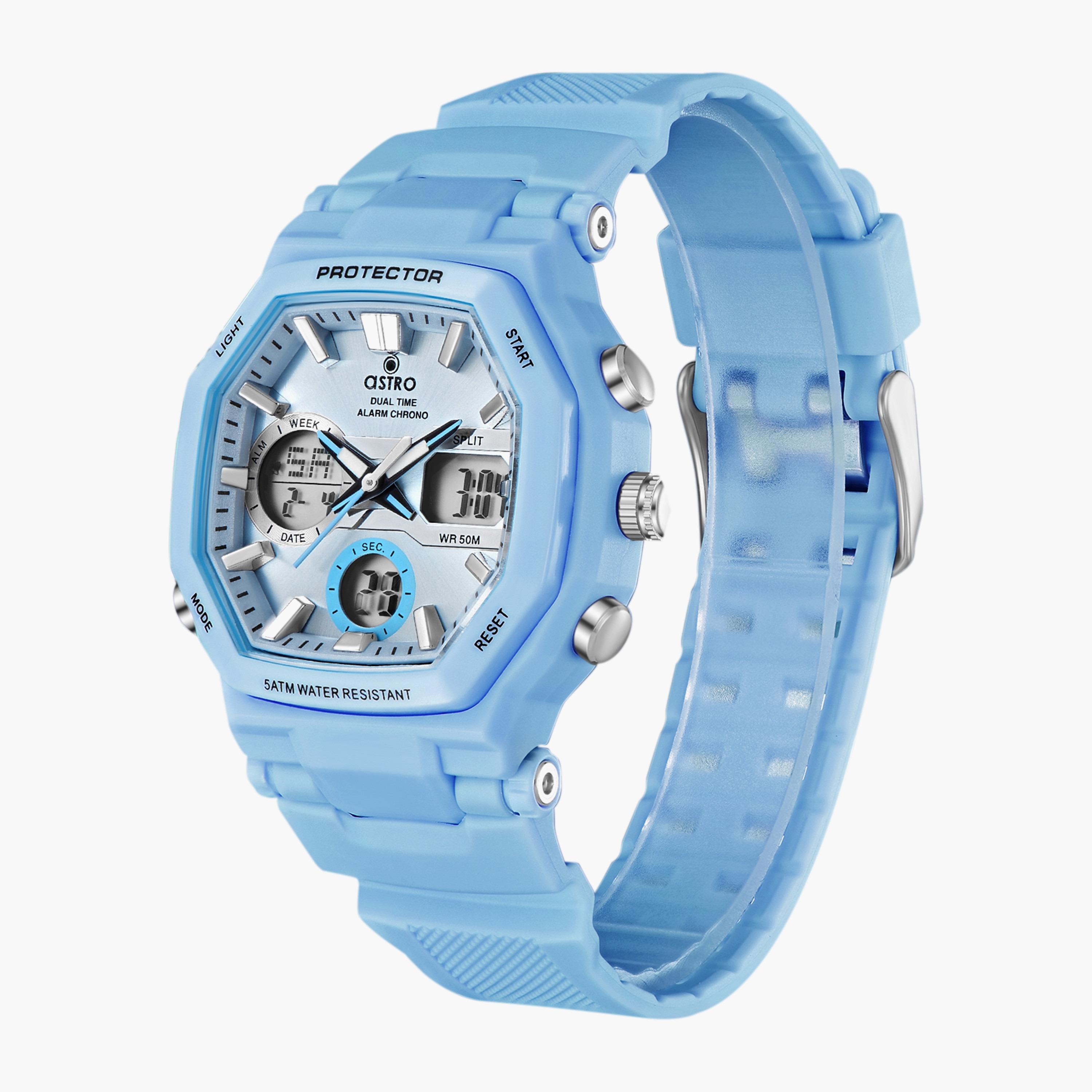 A23820-PPLL | ساعة رقمية ذات انالوج للأطفال بسوار سيليكون بلون ازرق فاتح من أسترو-girls-accessories-watches-image-2