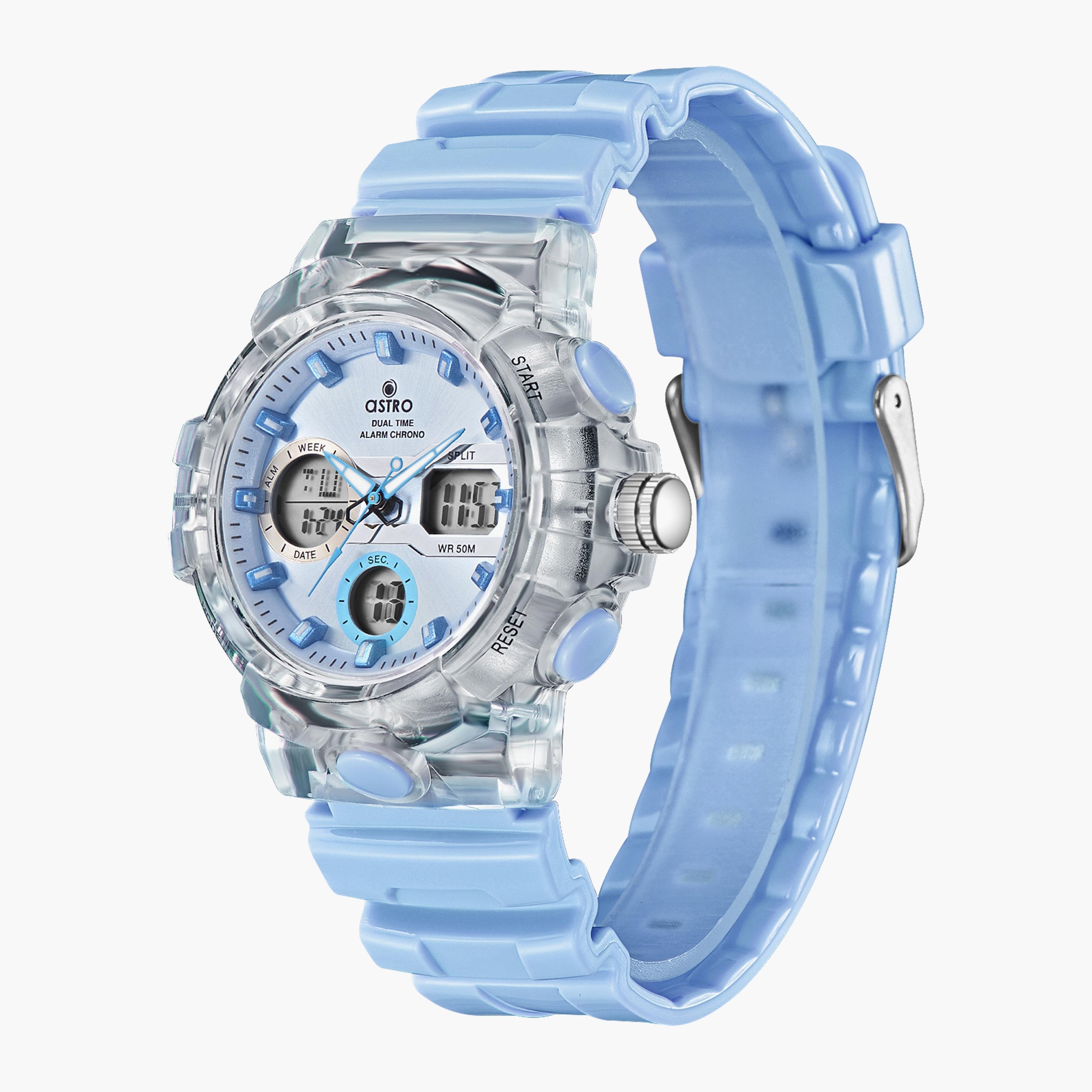 A23822-PPLL | ساعة رقمية ذات انالوج للأطفال بسوار سيليكون بلون ازرق من أسترو-girls-accessories-watches-image-2