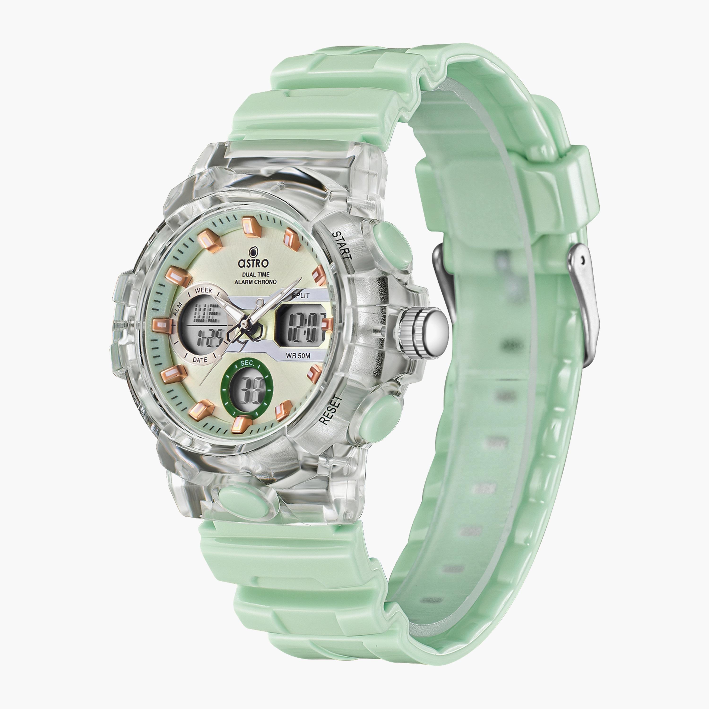 A23822-PPGG | ساعة رقمية ذات انالوج للأطفال بسوار سيليكون بلون اخضر من أسترو-girls-accessories-watches-image-2
