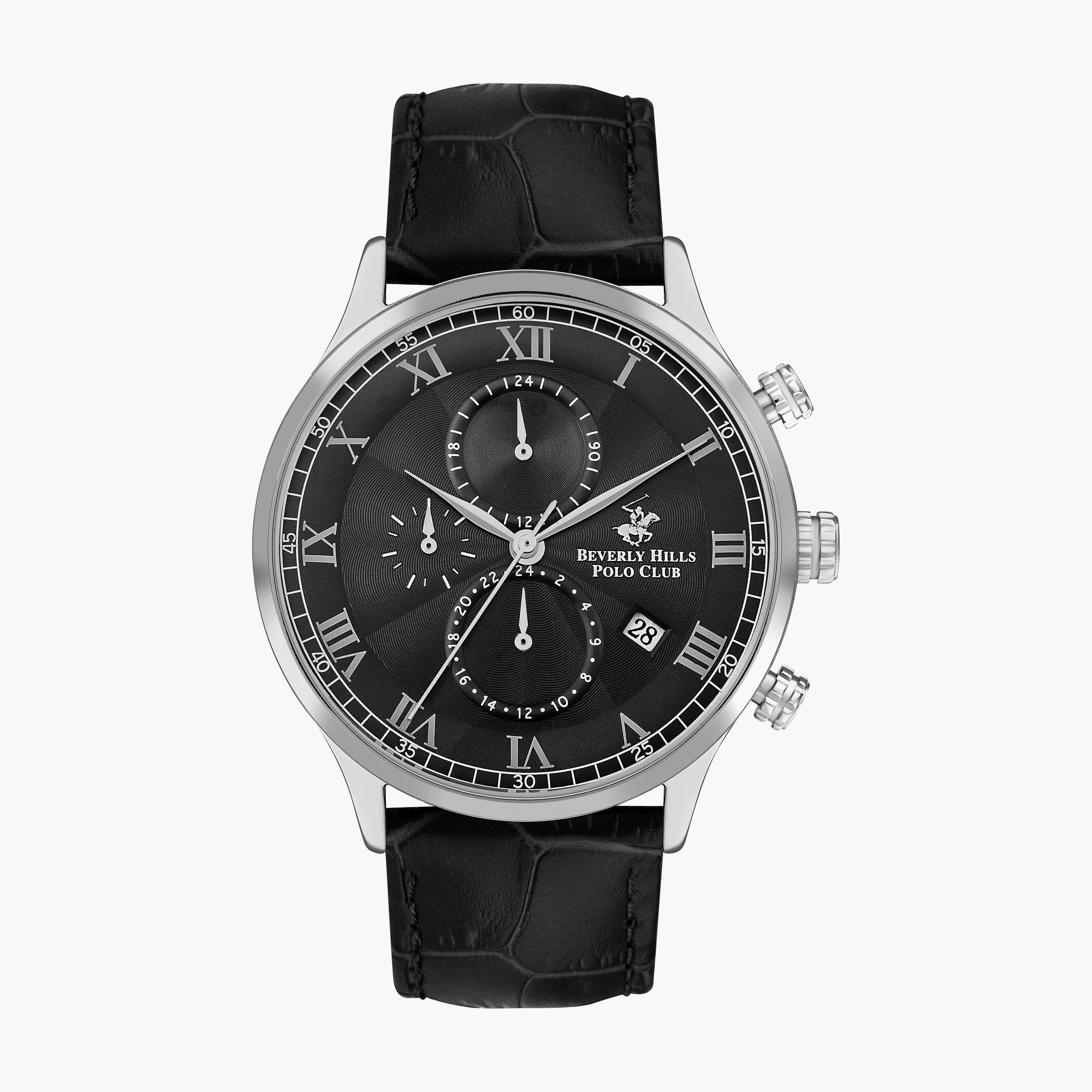 BP3371X.351 | ساعة كرونوغراف من بيفرلي هيلز بولو كلوب بعقارب وسوار جلدي أسود للرجال-men-watchesandjewellery-watches-image-1
