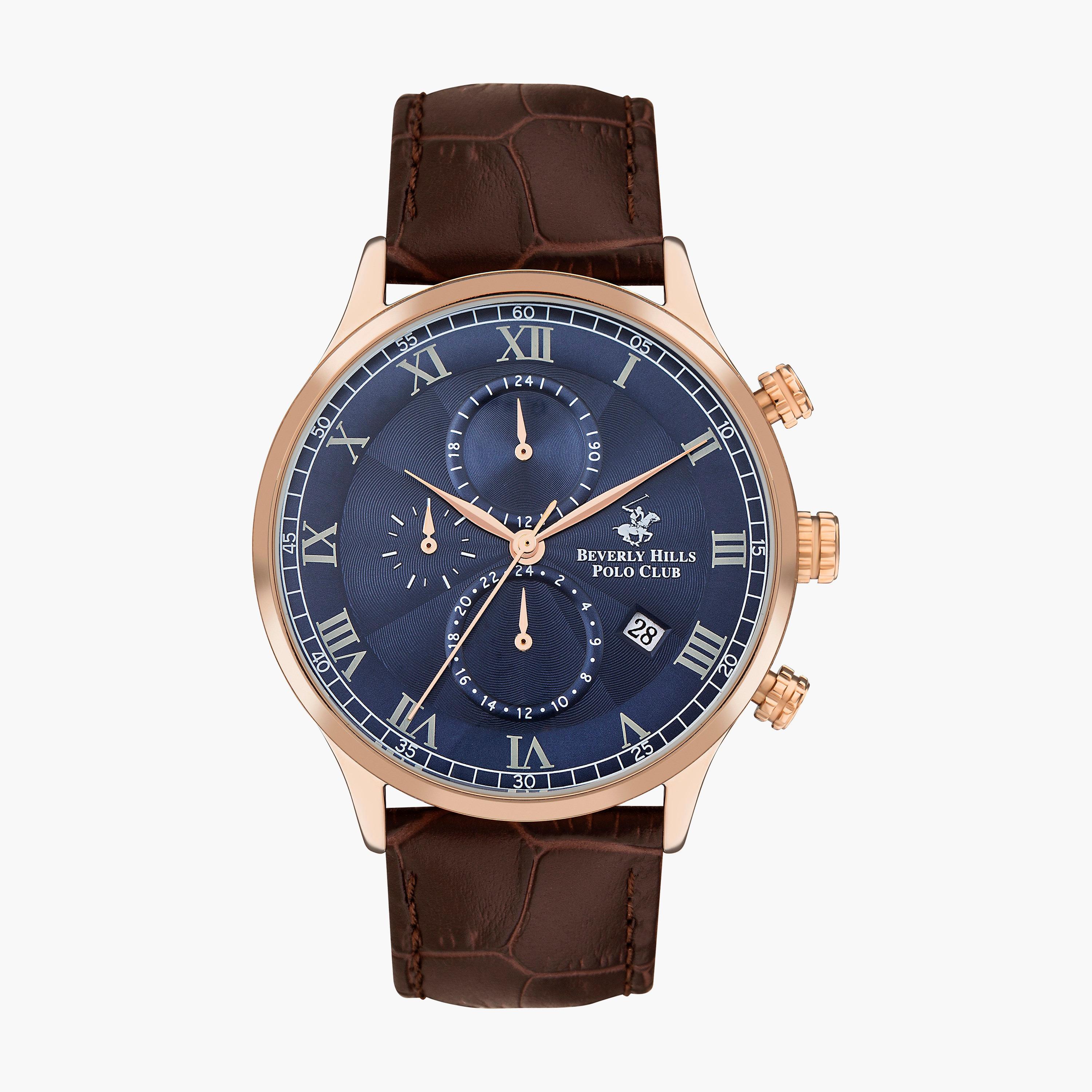Beverly Hills Polo Club Men's Brown Chronograph Leather Strap Watch | BP3371X.492-men-watchesandjewellery-watches-image-1