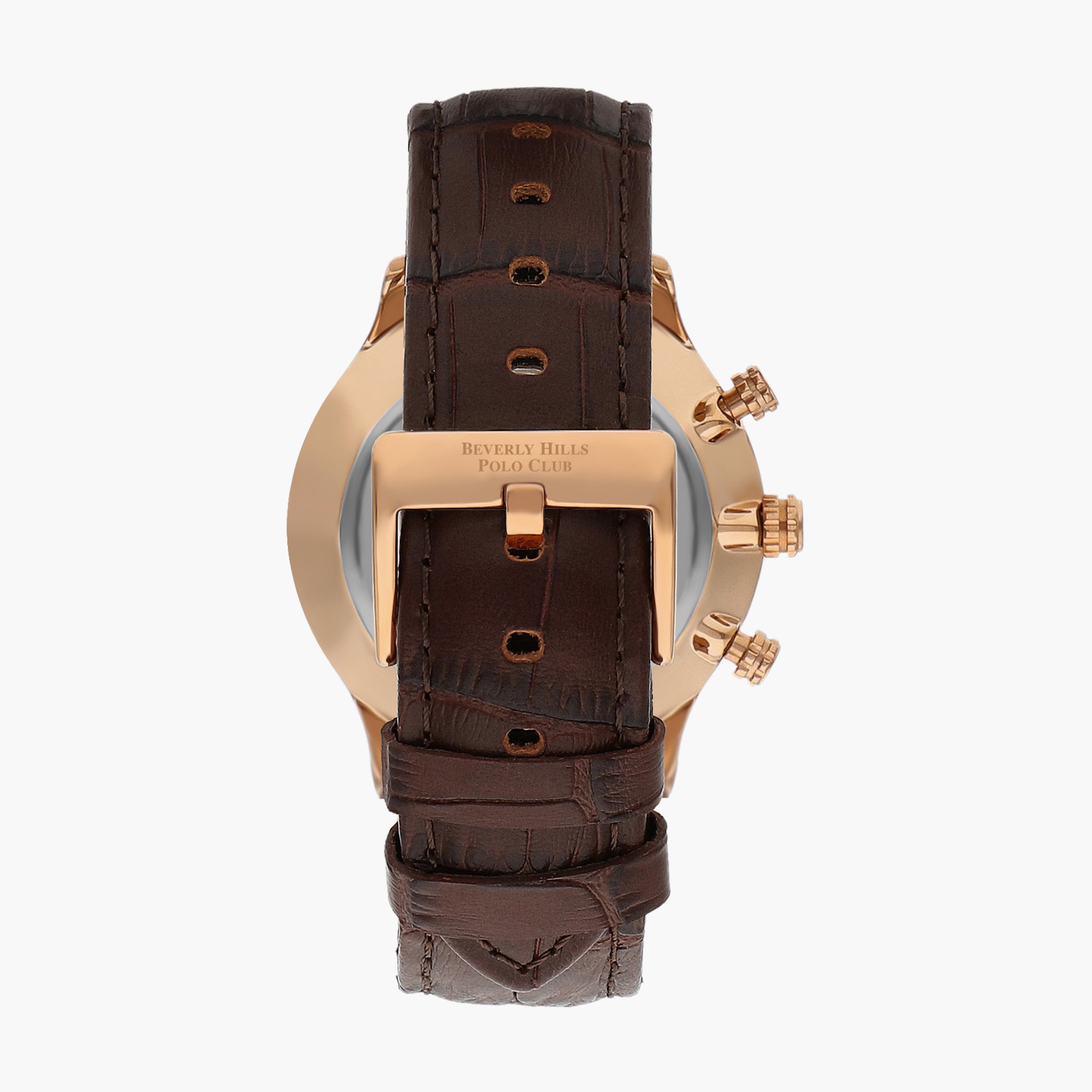 Beverly Hills Polo Club Men's Brown Chronograph Leather Strap Watch | BP3371X.492-men-watchesandjewellery-watches-image-3