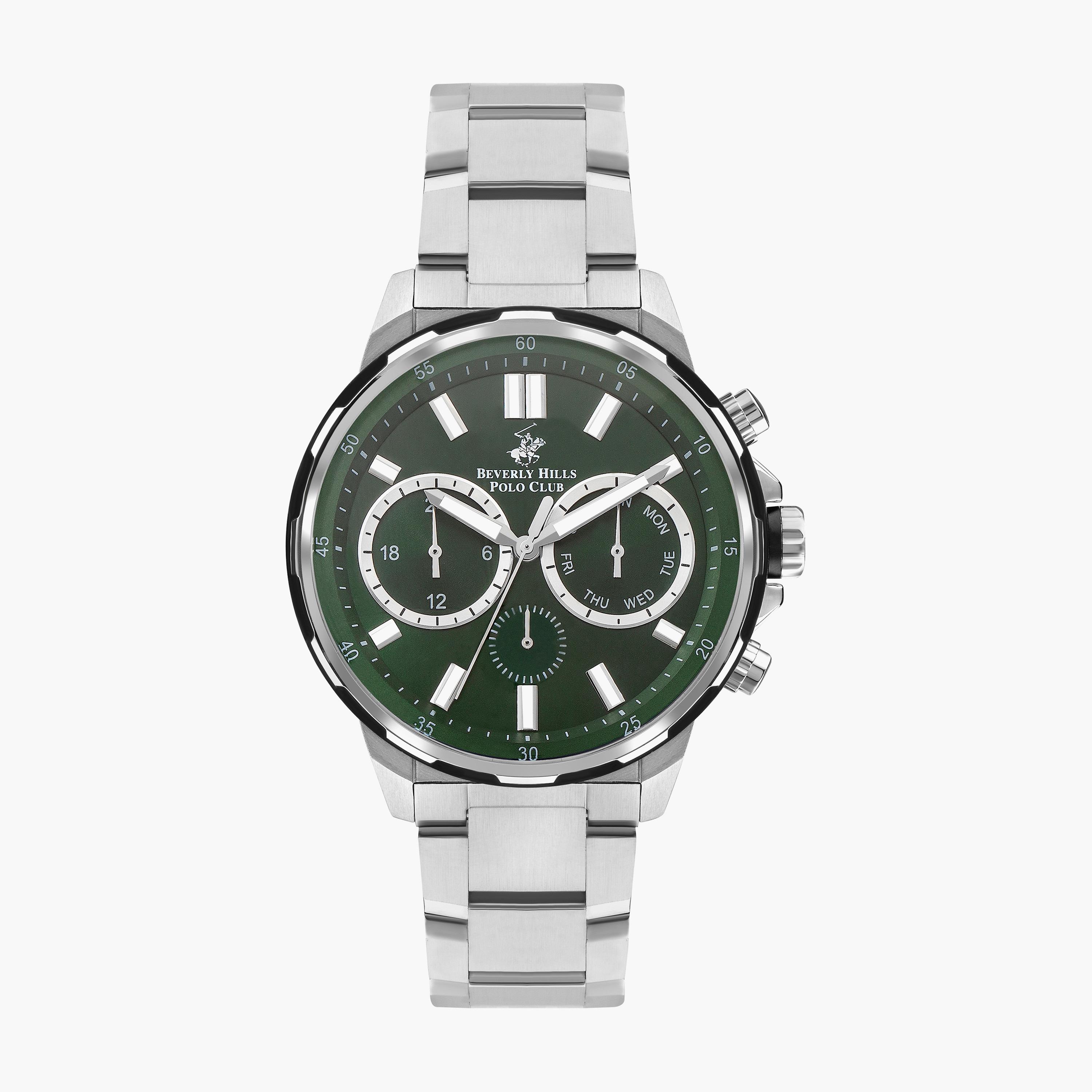 Beverly Hills Polo Club Men's Silver Chronograph Stainless Steel Strap Watch | BP3403X.370-men-watchesandjewellery-watches-image-1