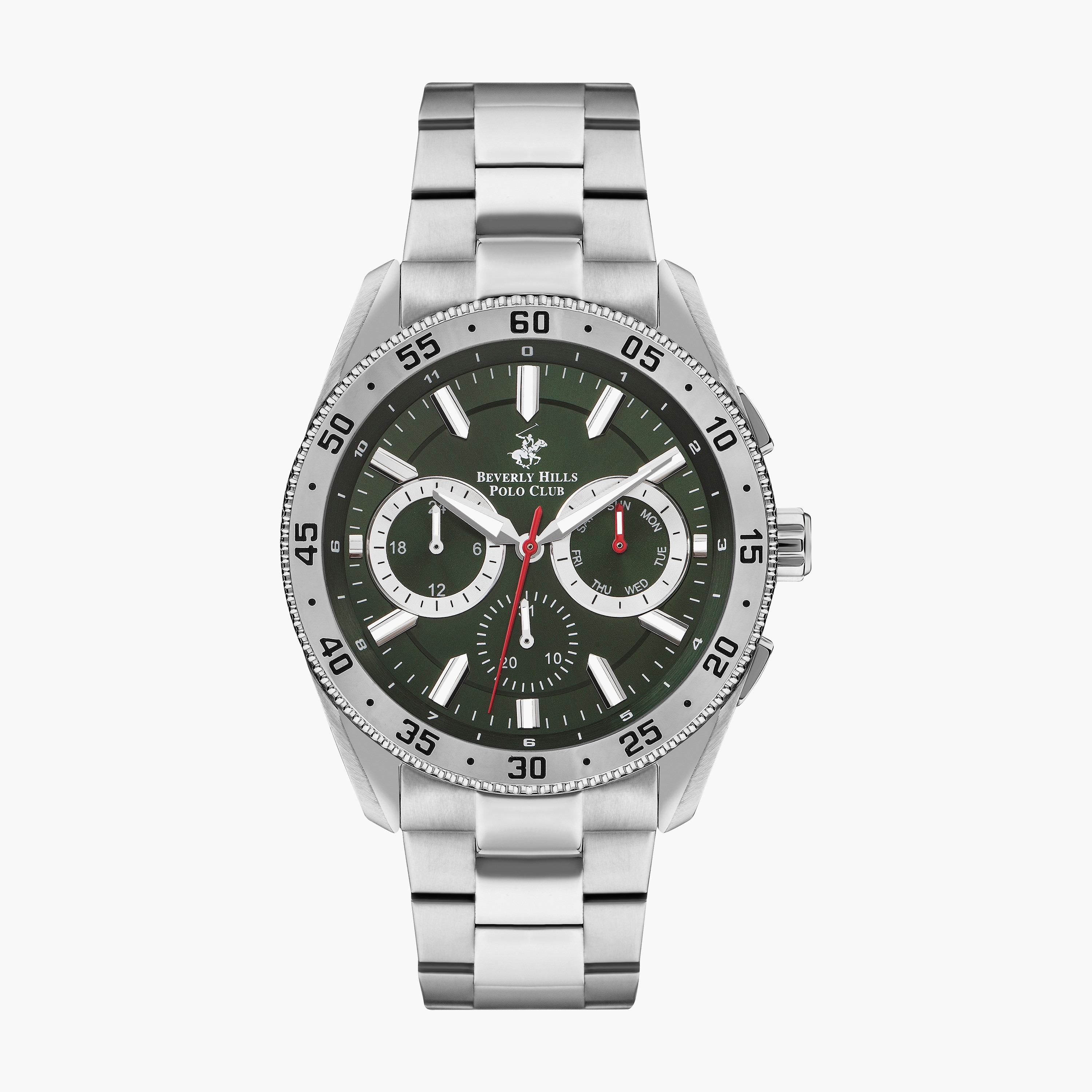 Beverly Hills Polo Club Men's Silver Chronograph Stainless Steel Strap Watch | BP3409X.370 | 46 MM-men-watchesandjewellery-watches-image-1