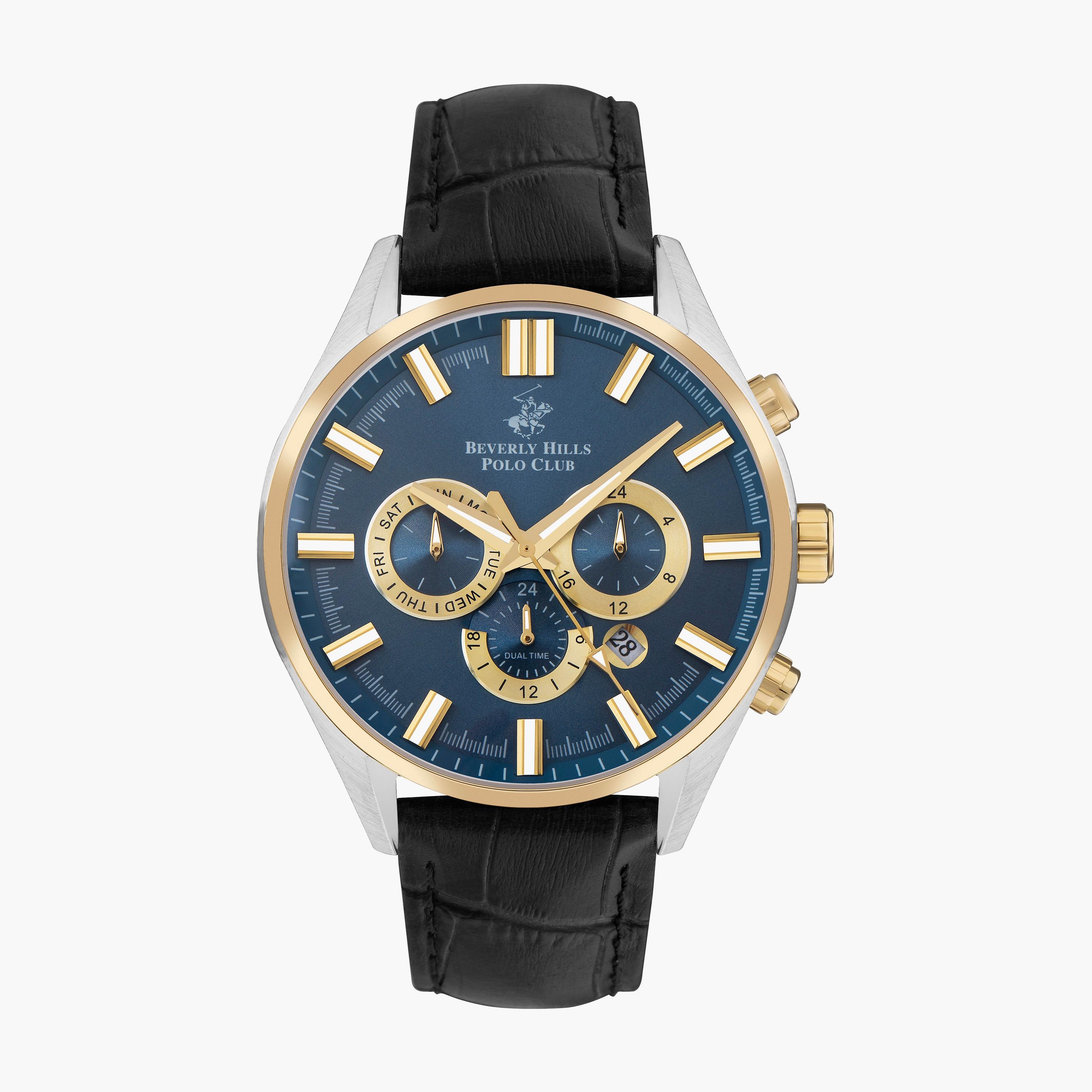 BP3504X.201 | ساعة كرونوغراف من بيفرلي هيلز بولو كلوب بعقارب وسوار جلدي أسود للرجال-men-watchesandjewellery-watches-image-1