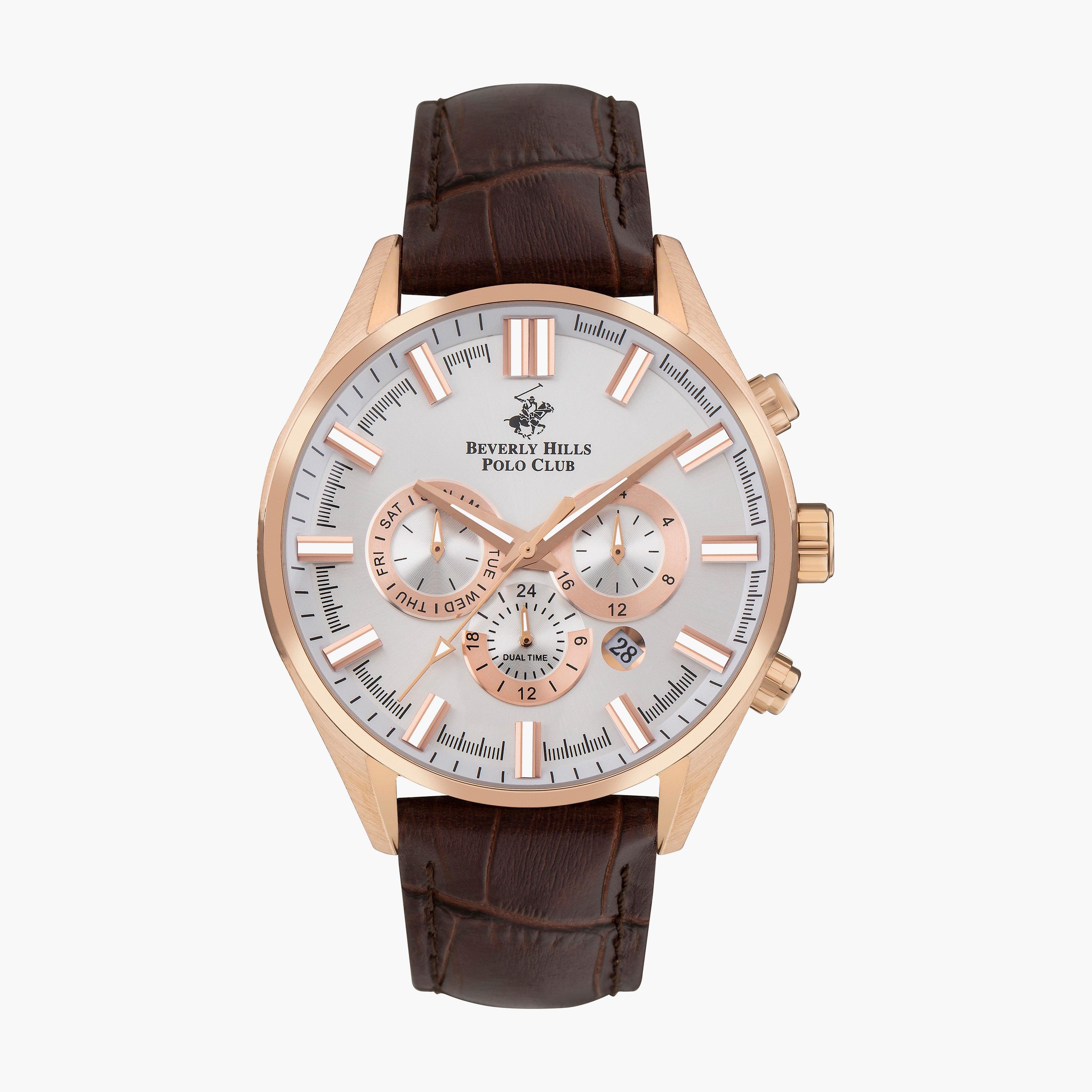 BP3504X.432 | ساعة كرونوغراف من بيفرلي هيلز بولو كلوب بعقارب وسوار جلدي بني للرجال-men-watchesandjewellery-watches-image-1
