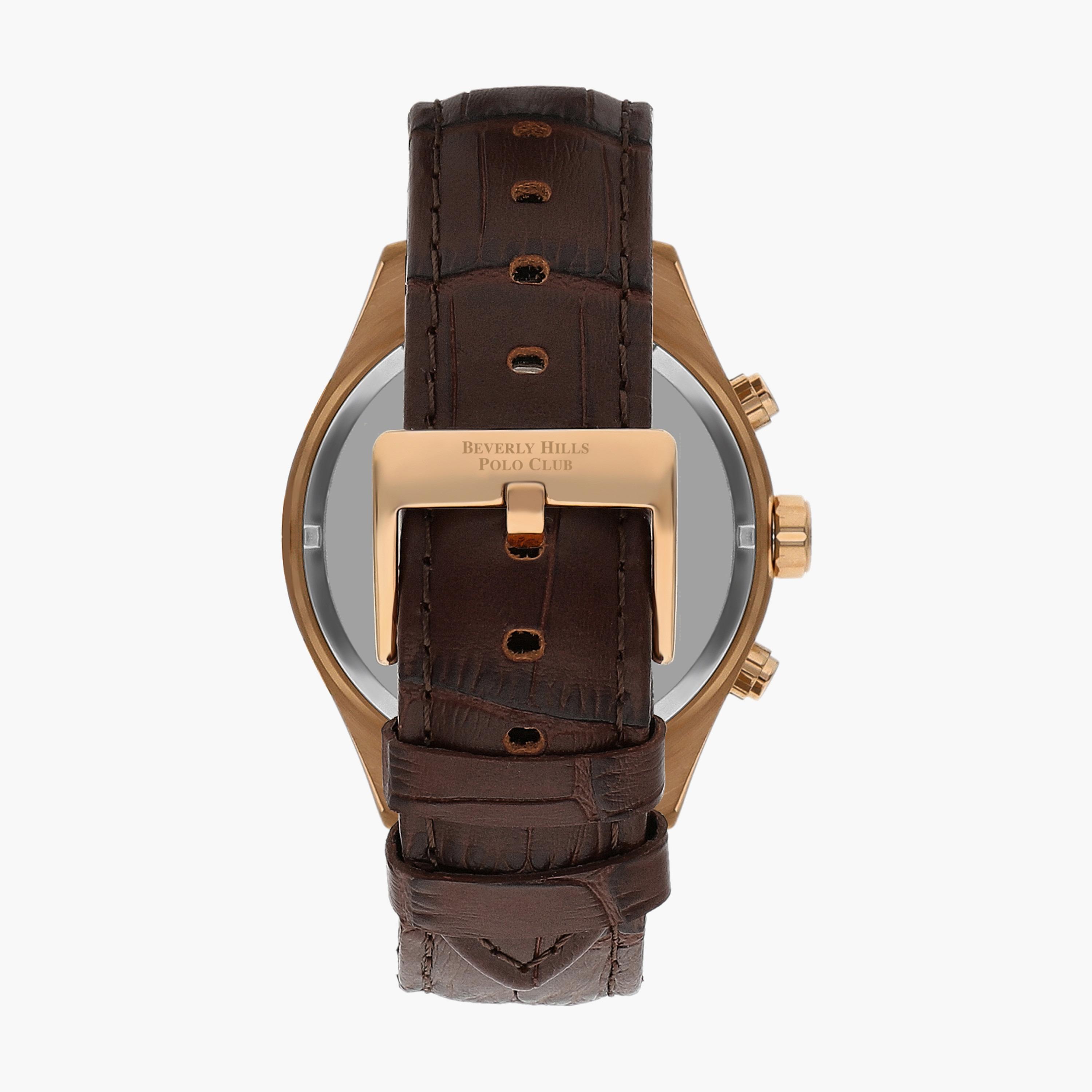 BP3504X.432 | ساعة كرونوغراف من بيفرلي هيلز بولو كلوب بعقارب وسوار جلدي بني للرجال-men-watchesandjewellery-watches-image-3