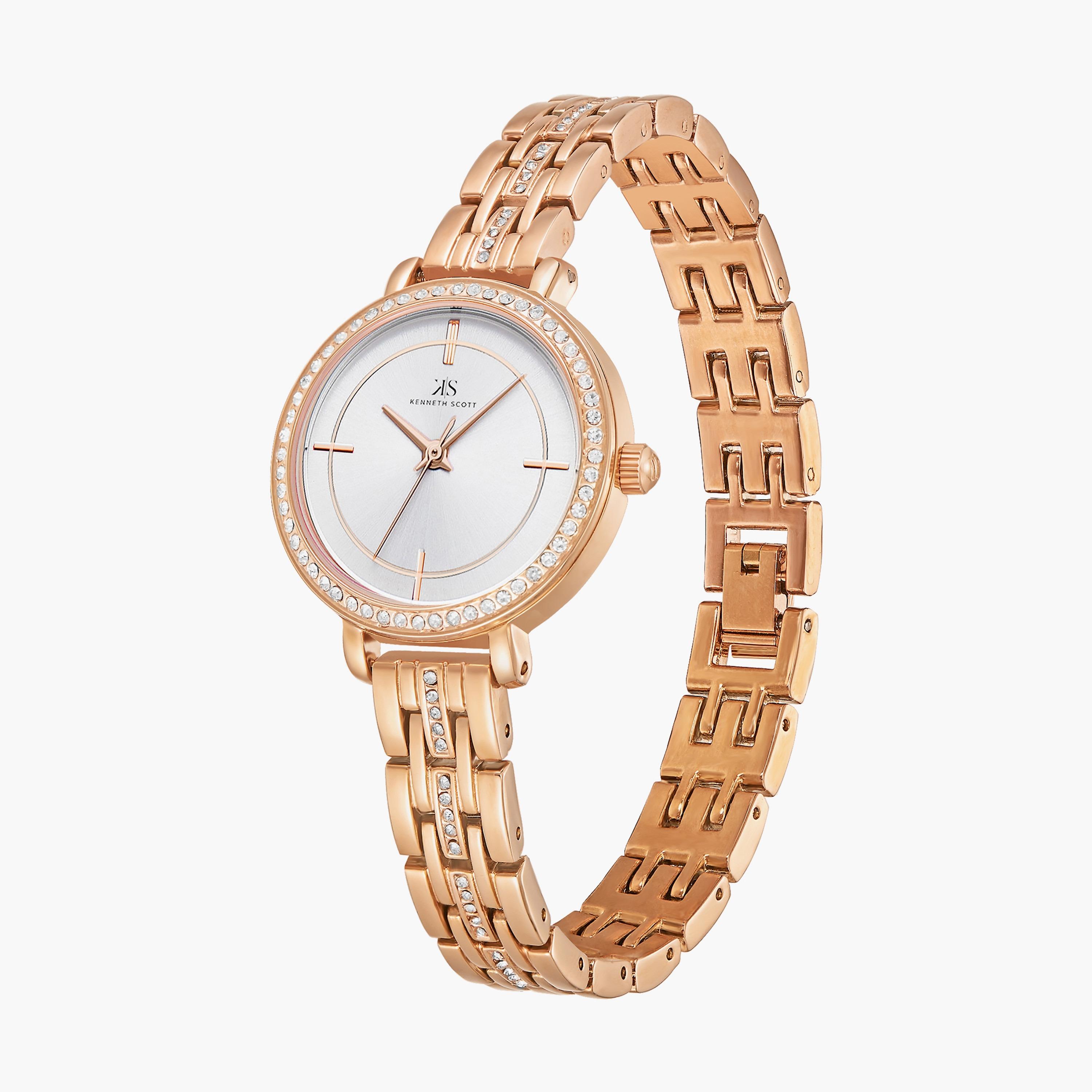 K23532-RBKW | ساعة أنالوج ذهبية وردية بسوار ستانلس ستيل من كينيث سكوت-women-watchesandjewellery-watches-image-2