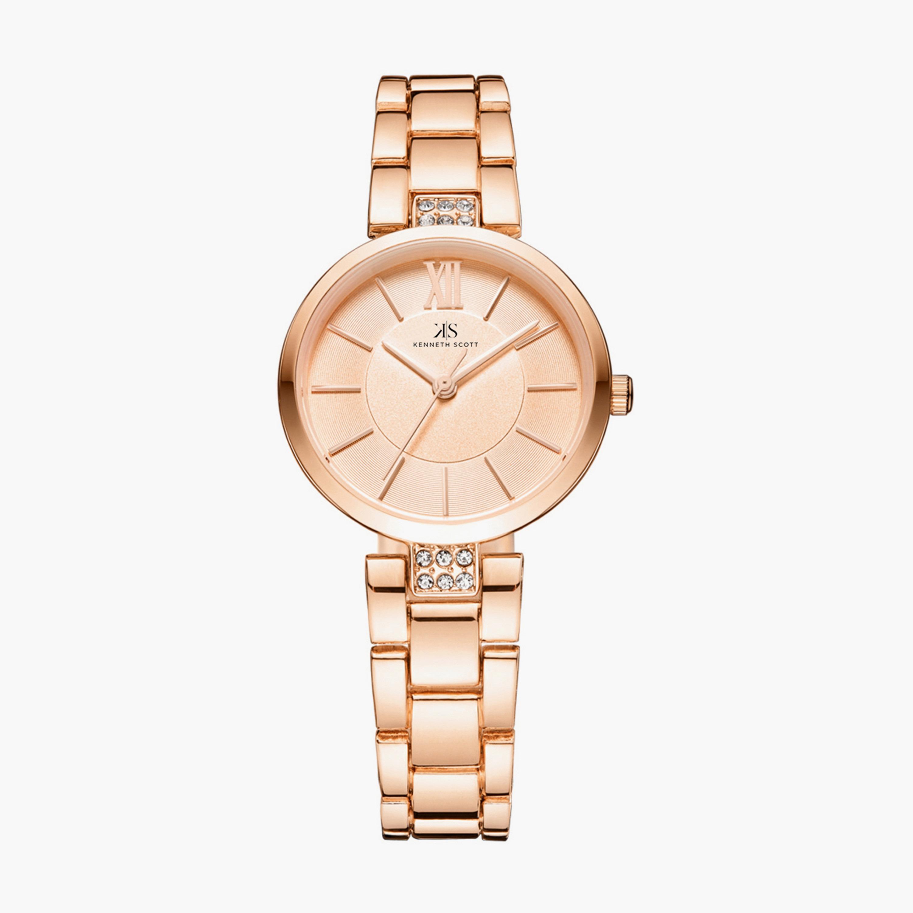 Kenneth Scott Rose Gold Analog Stainless Steel Strap Watch | K23533-RBKK | 30 MM-women-watchesandjewellery-watches-image-1