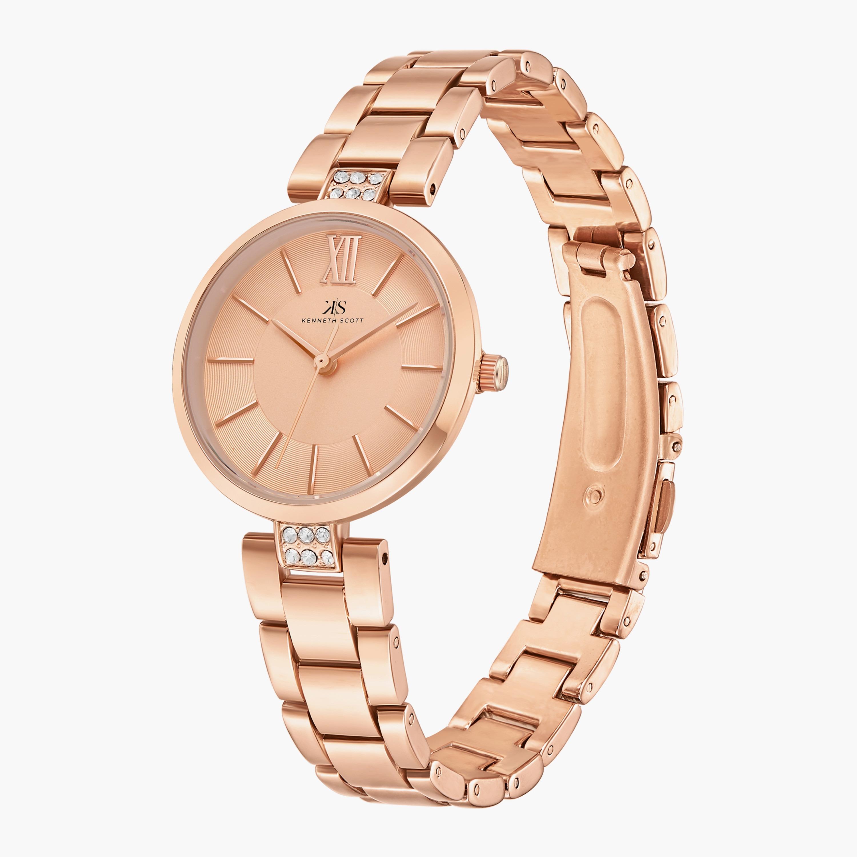 Kenneth Scott Rose Gold Analog Stainless Steel Strap Watch | K23533-RBKK | 30 MM-women-watchesandjewellery-watches-image-2