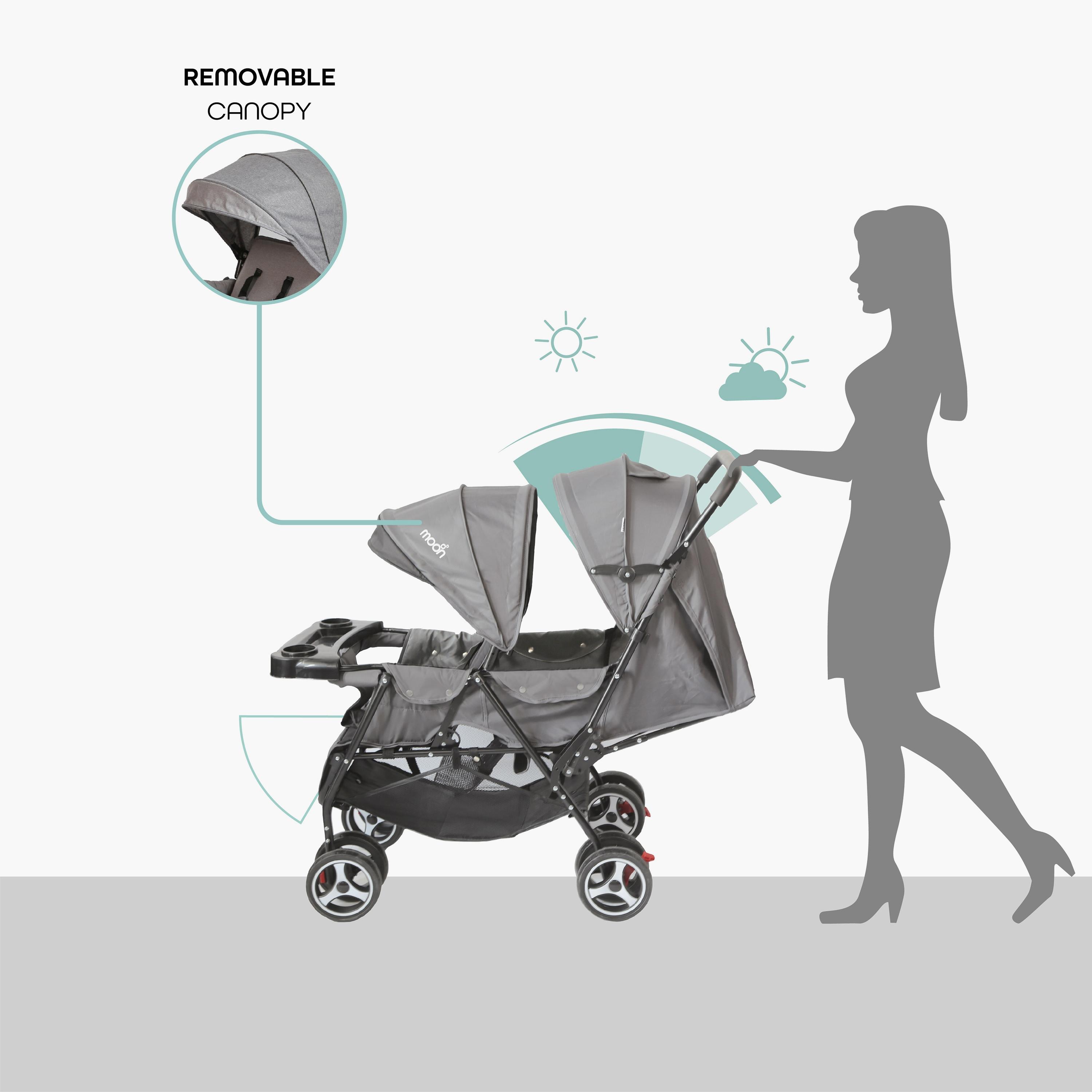 Moon Magnum Tandem Easy Fold Twin Travel Stroller, Light Grey-baby-gear-strollersandprams-strollers-image-4