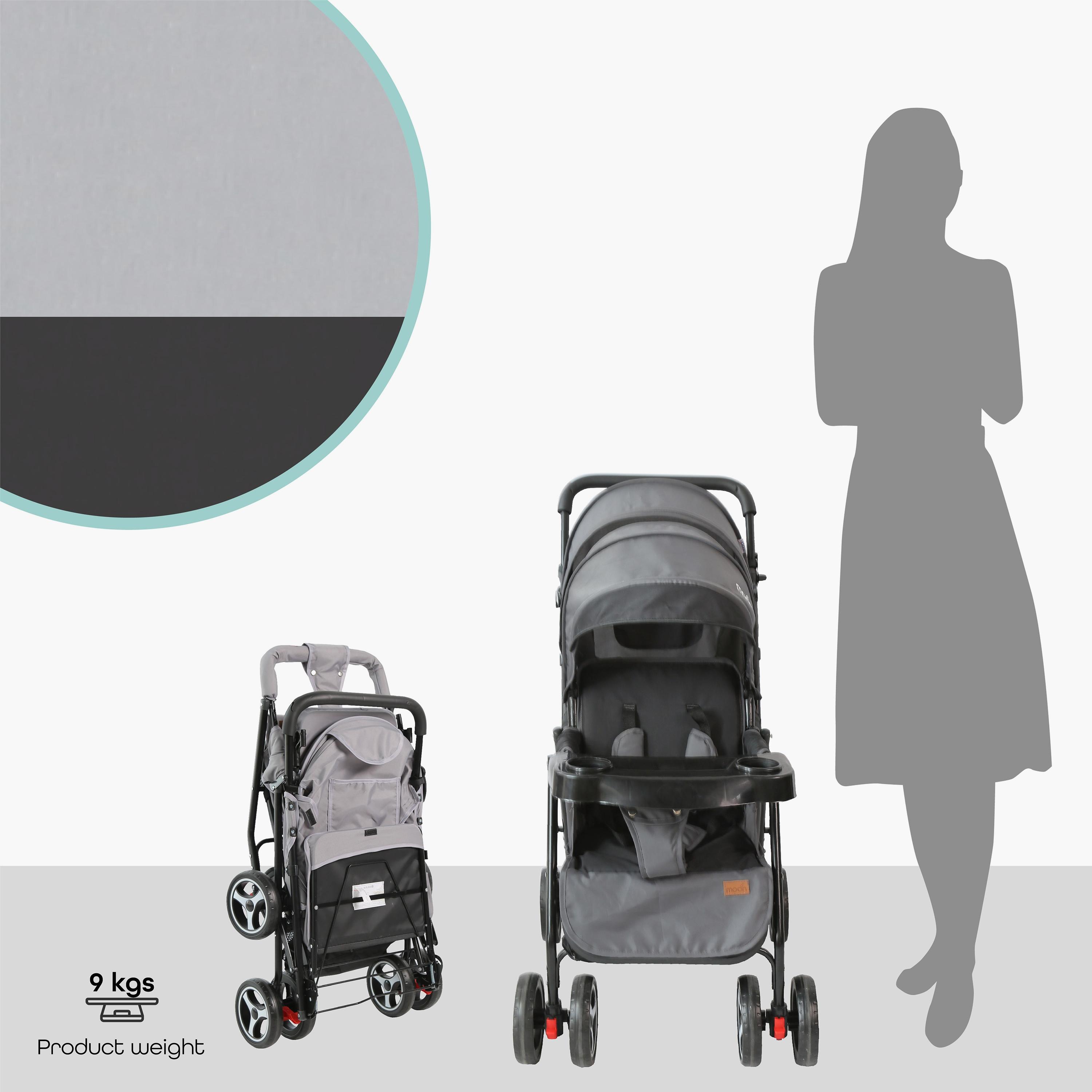 Moon Magnum Tandem Easy Fold Twin Travel Stroller, Light Grey-baby-gear-strollersandprams-strollers-image-5