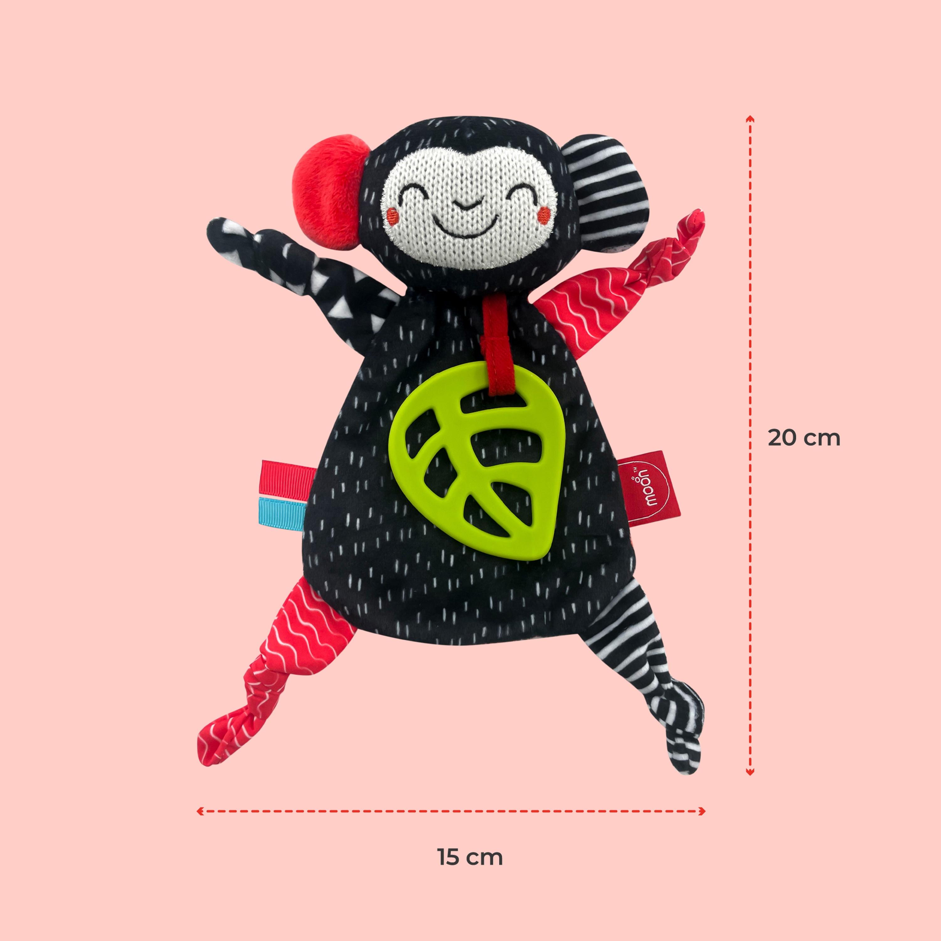Moon Teething Towel for Baby - Monkey, Black-toys-babyandtoddlertoys-rattlesandteethers-image-4