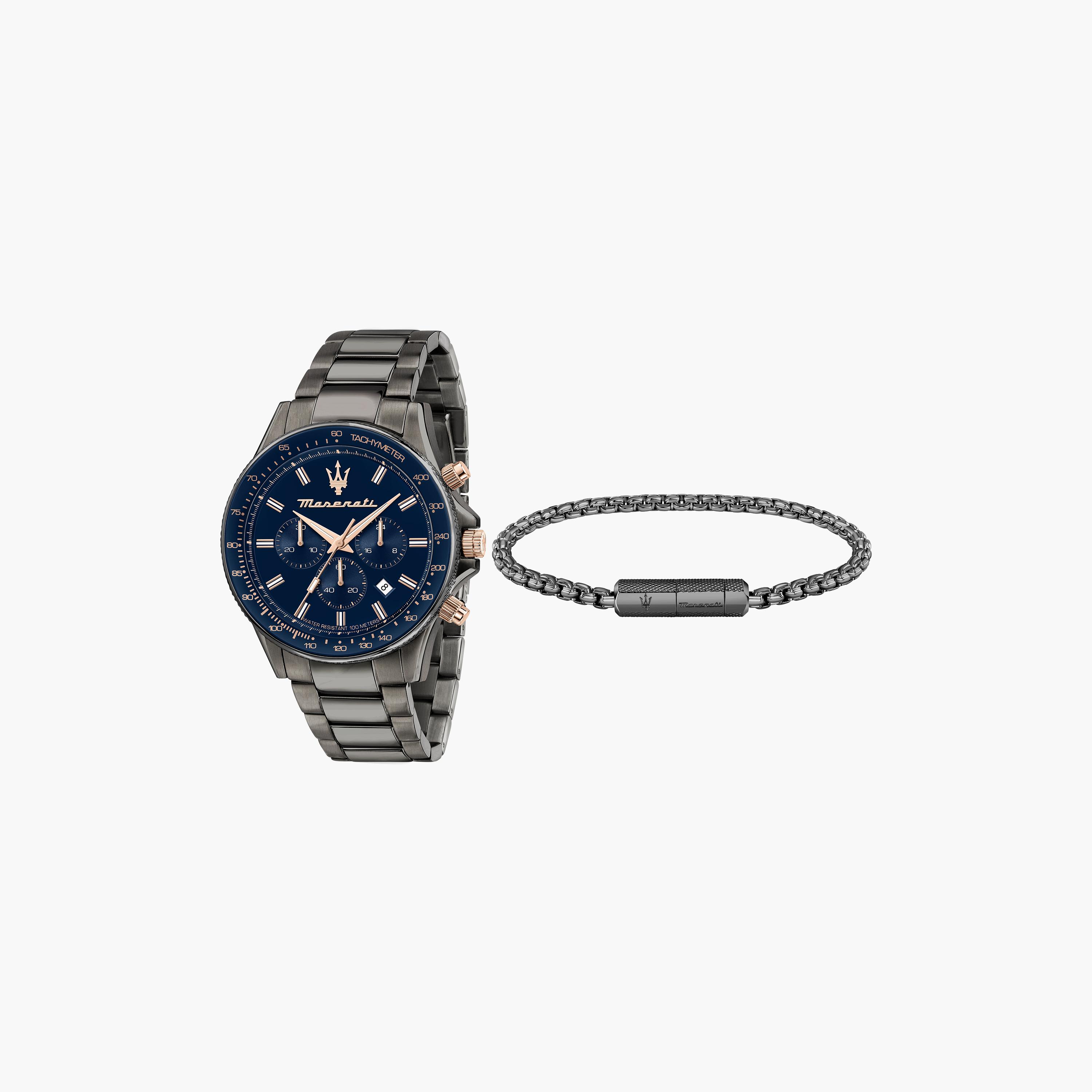 ساعة كرونوغراف رمادية بسوار ستانلس ستيل للرجال من مازيراتي مع سوار | R8873640020-SET-men-watchesandjewellery-watches-image-1