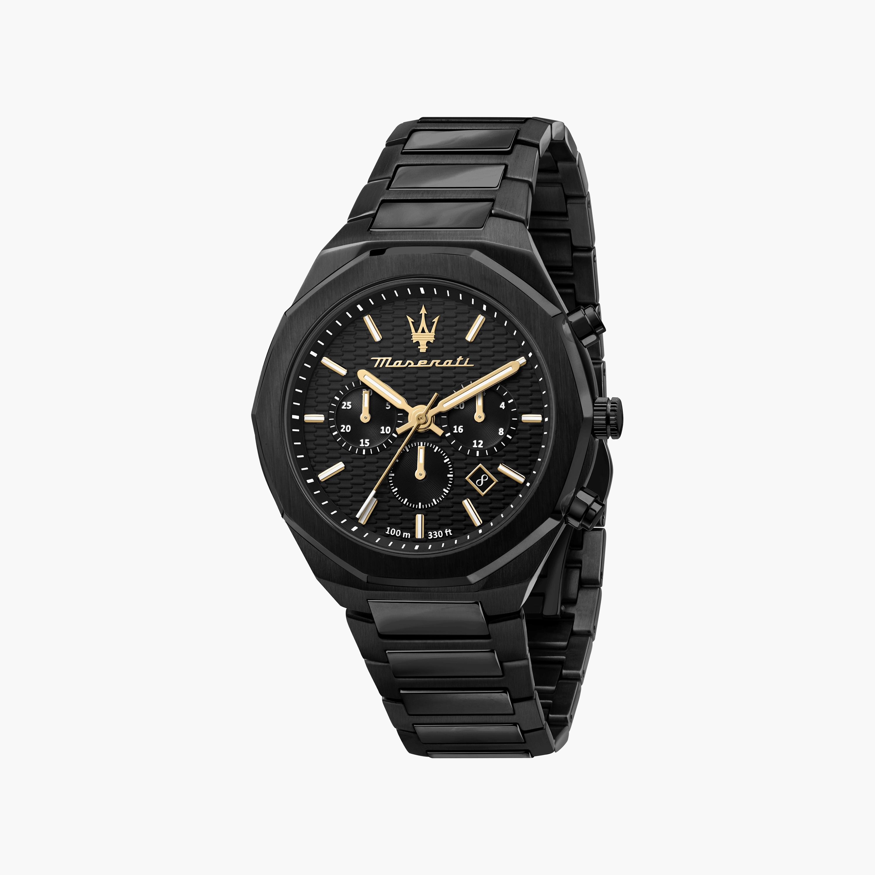 ساعة كرونوغراف سوداء بسوار ستانلس ستيل للرجال من مازيراتي | R8873642005-men-watchesandjewellery-watches-image-1