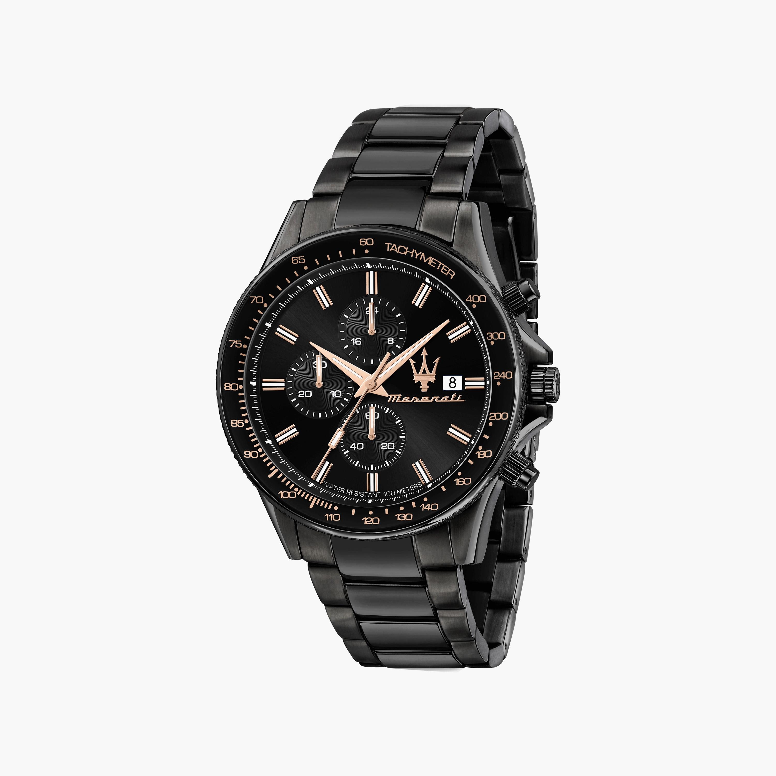ساعة أنالوج سوداء بسوار ستانلس ستيل من مازيراتي للرجال | R8873640011-men-watchesandjewellery-watches-image-1