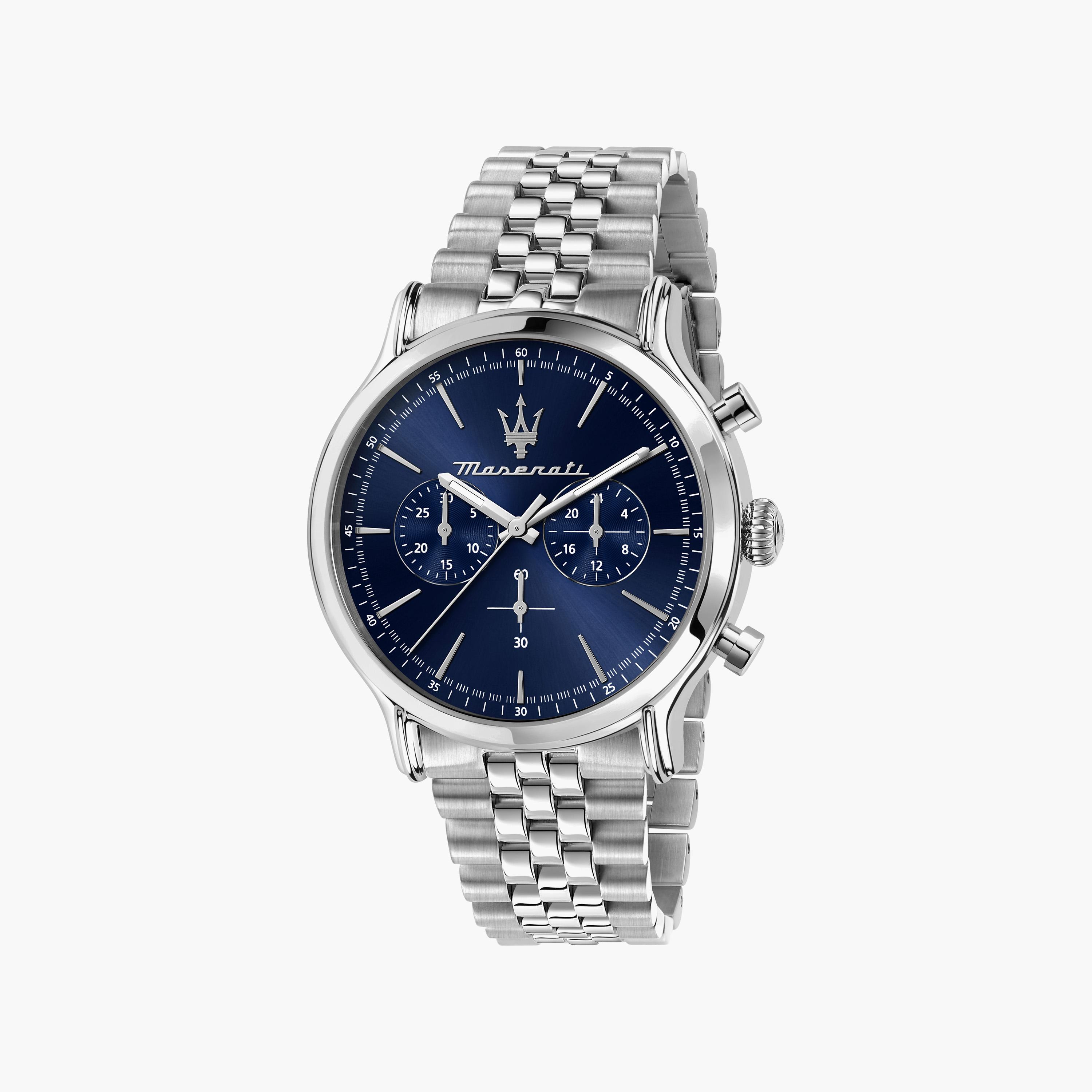 ساعة كرونوغراف فضية بسوار ستانلس ستيل من مازيراتي للرجال | R8873618024-men-watchesandjewellery-watches-image-1