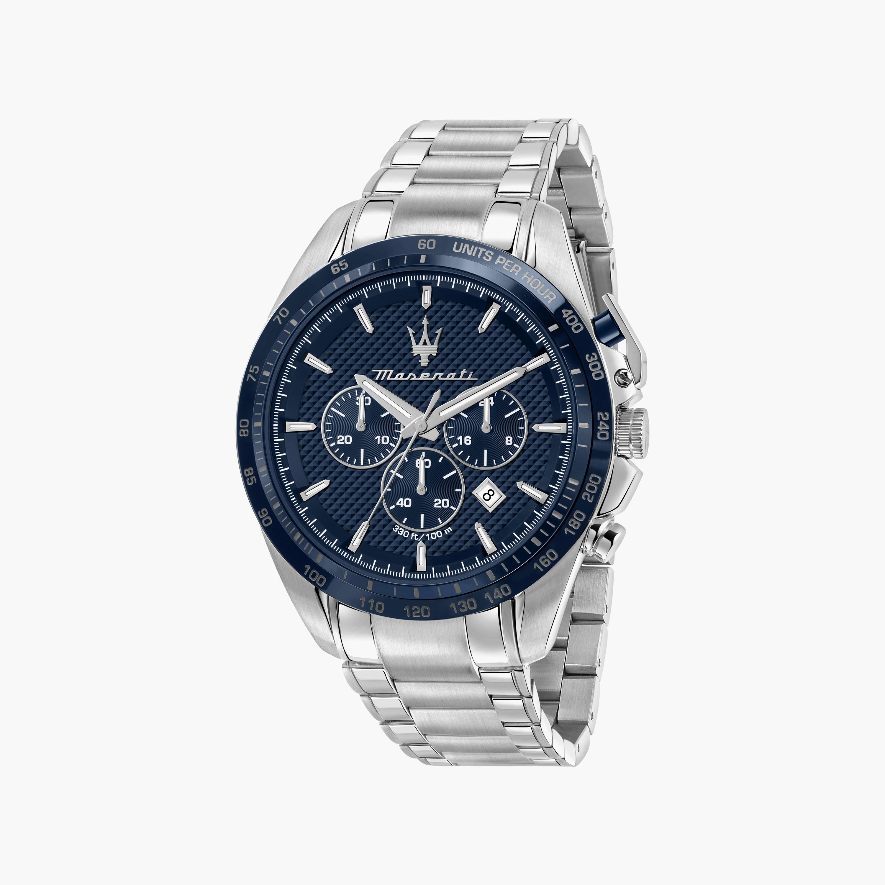 ساعة كرونوغراف فضية بسوار ستانلس ستيل من مازيراتي للرجال | R8873612043-men-watchesandjewellery-watches-image-1
