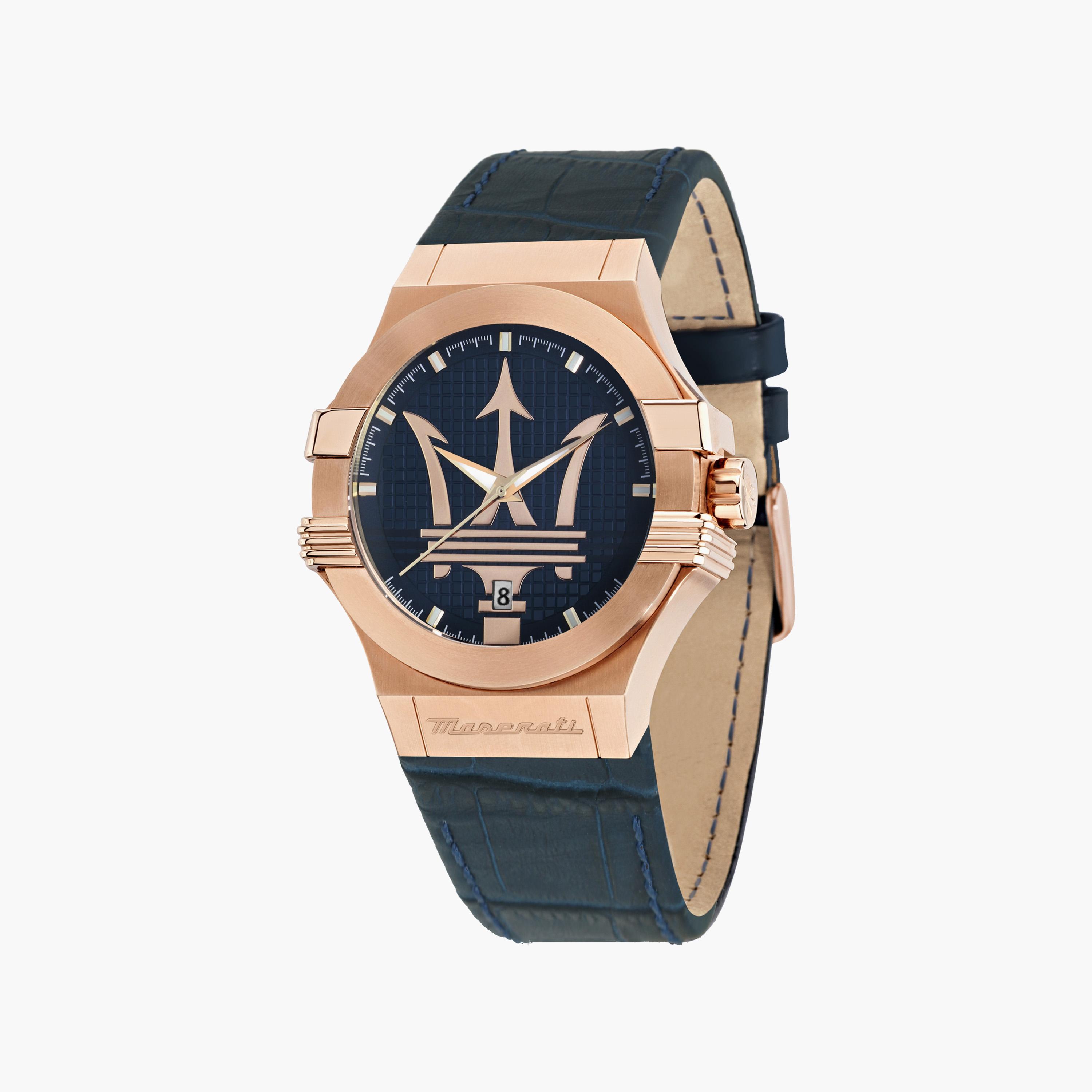 ساعة أنالوج بسوار جلدي أزرق للرجال من مازيراتي | R8851108027-men-watchesandjewellery-watches-image-1
