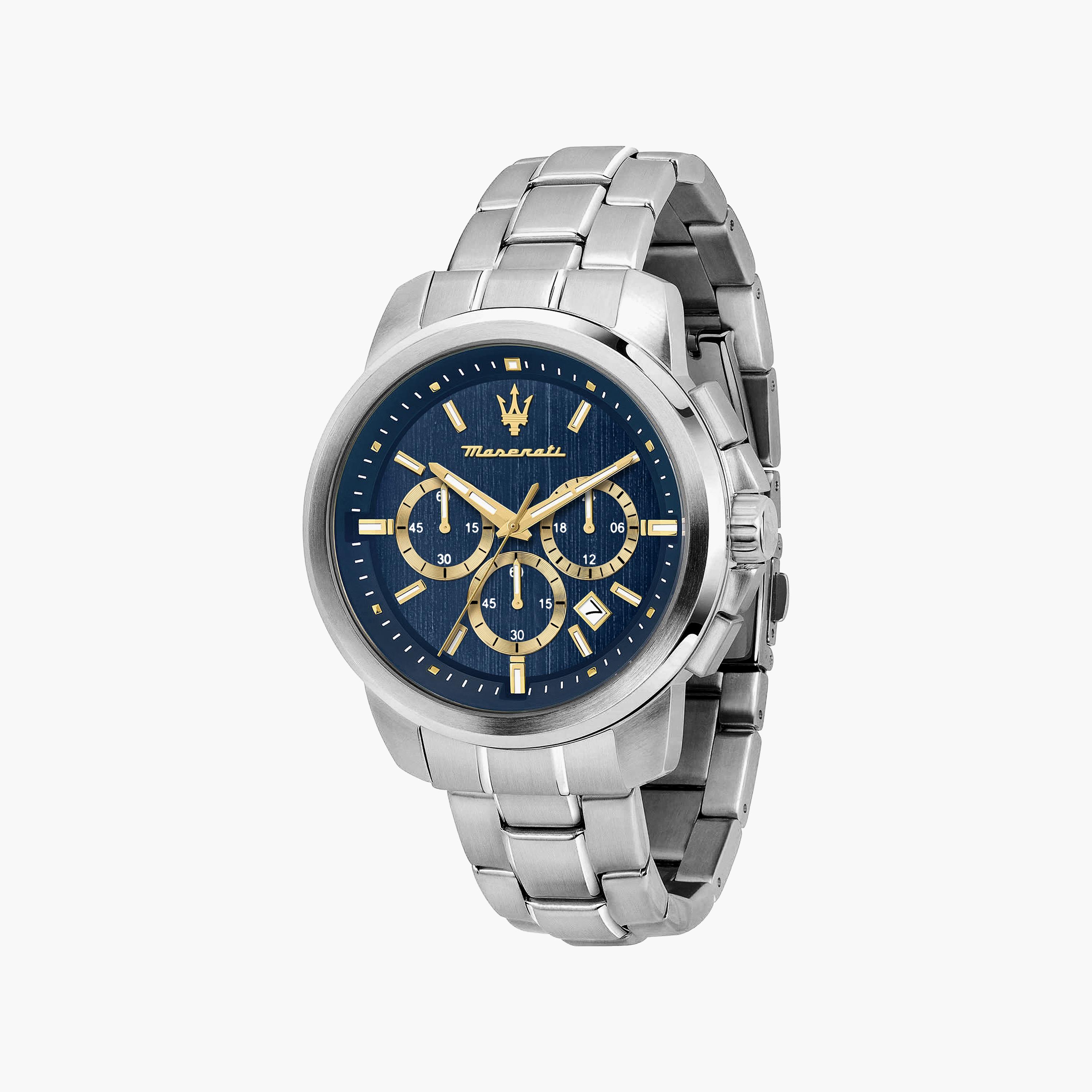 ساعة كرونوغراف فضية بسوار ستانلس ستيل من مازيراتي للرجال | R8873621038-men-watchesandjewellery-watches-image-1