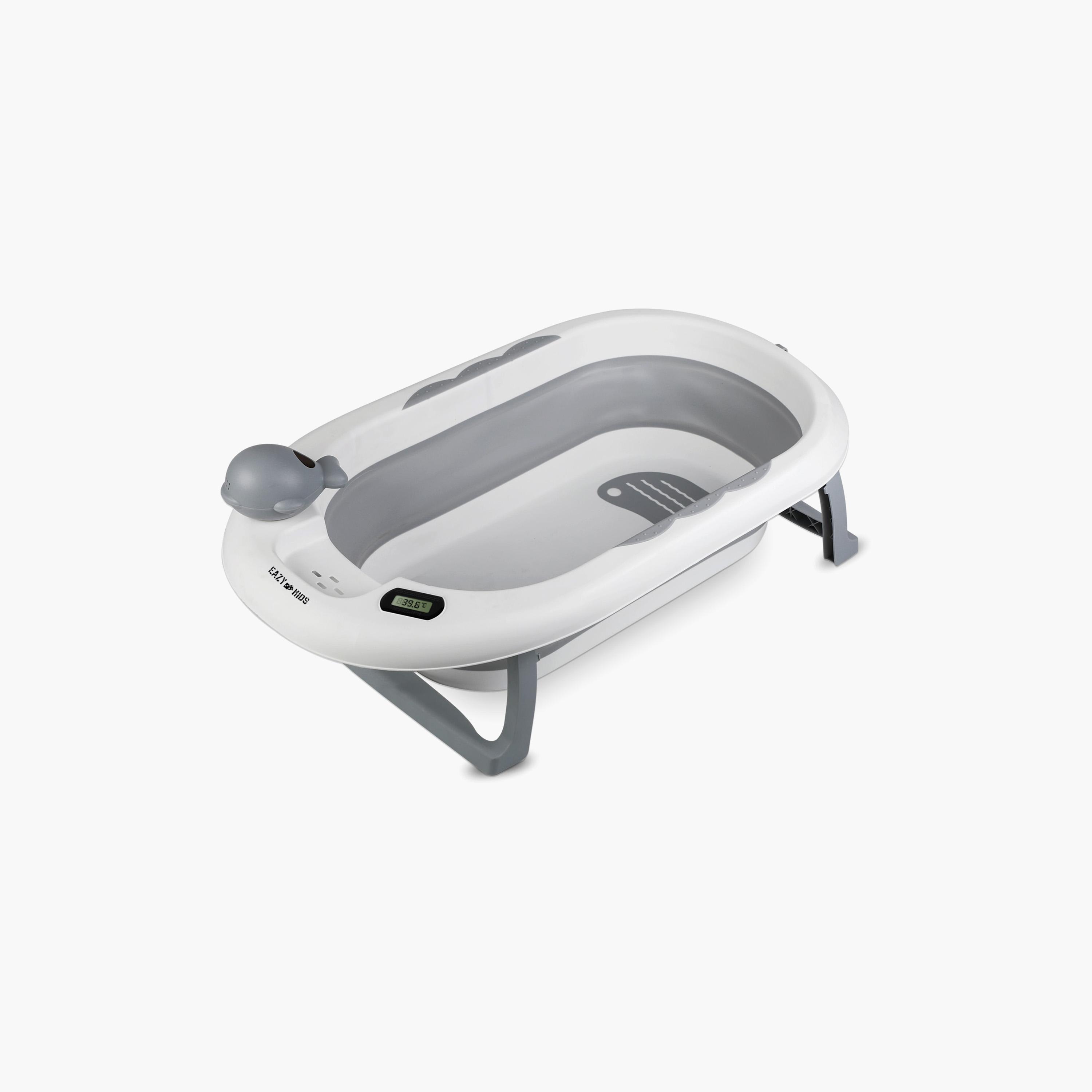 Eazy Kids Temperature Controlled Foldable Bathtub, Grey-baby-bathandcare-bathtubs-image-1