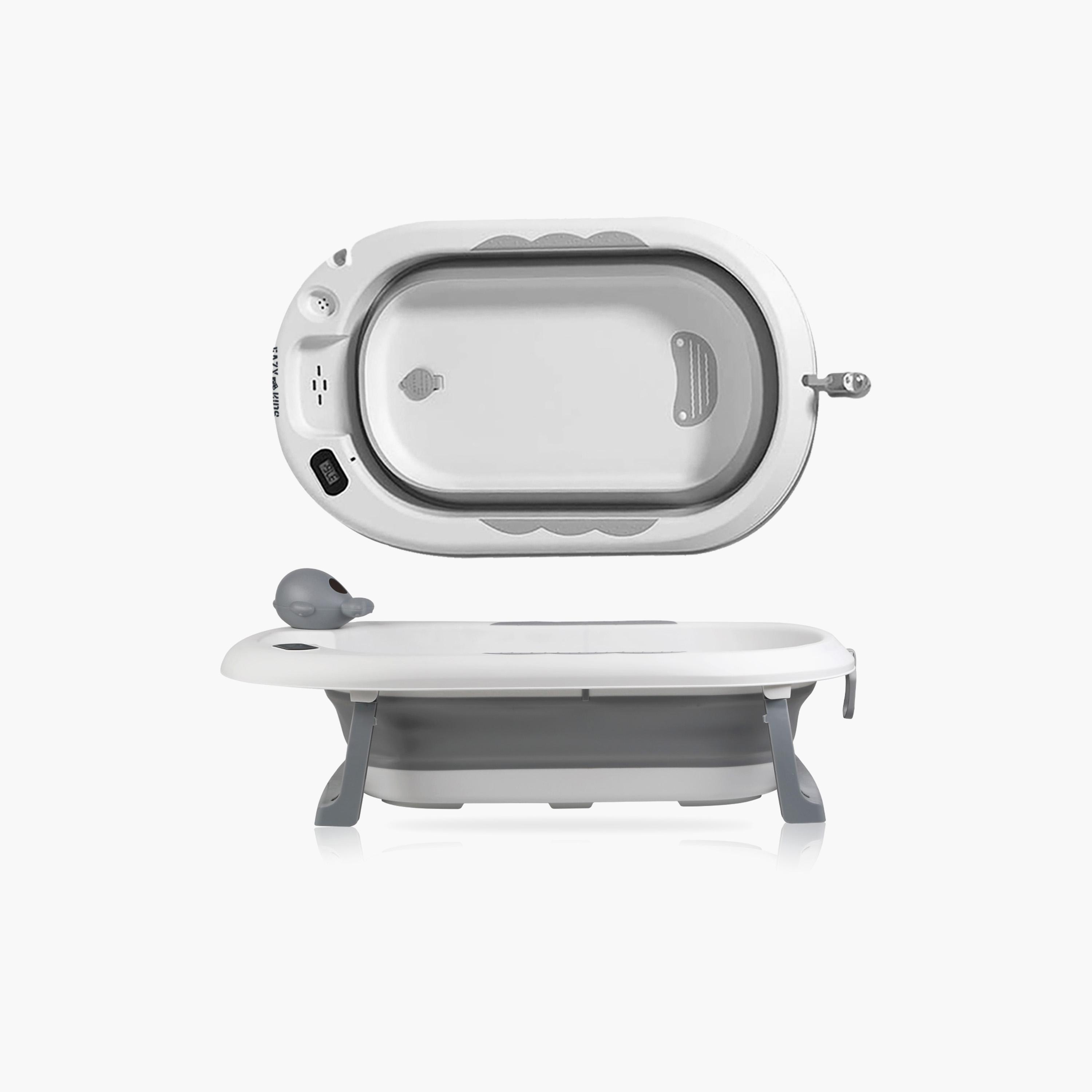 Eazy Kids Temperature Controlled Foldable Bathtub, Grey-baby-bathandcare-bathtubs-image-2