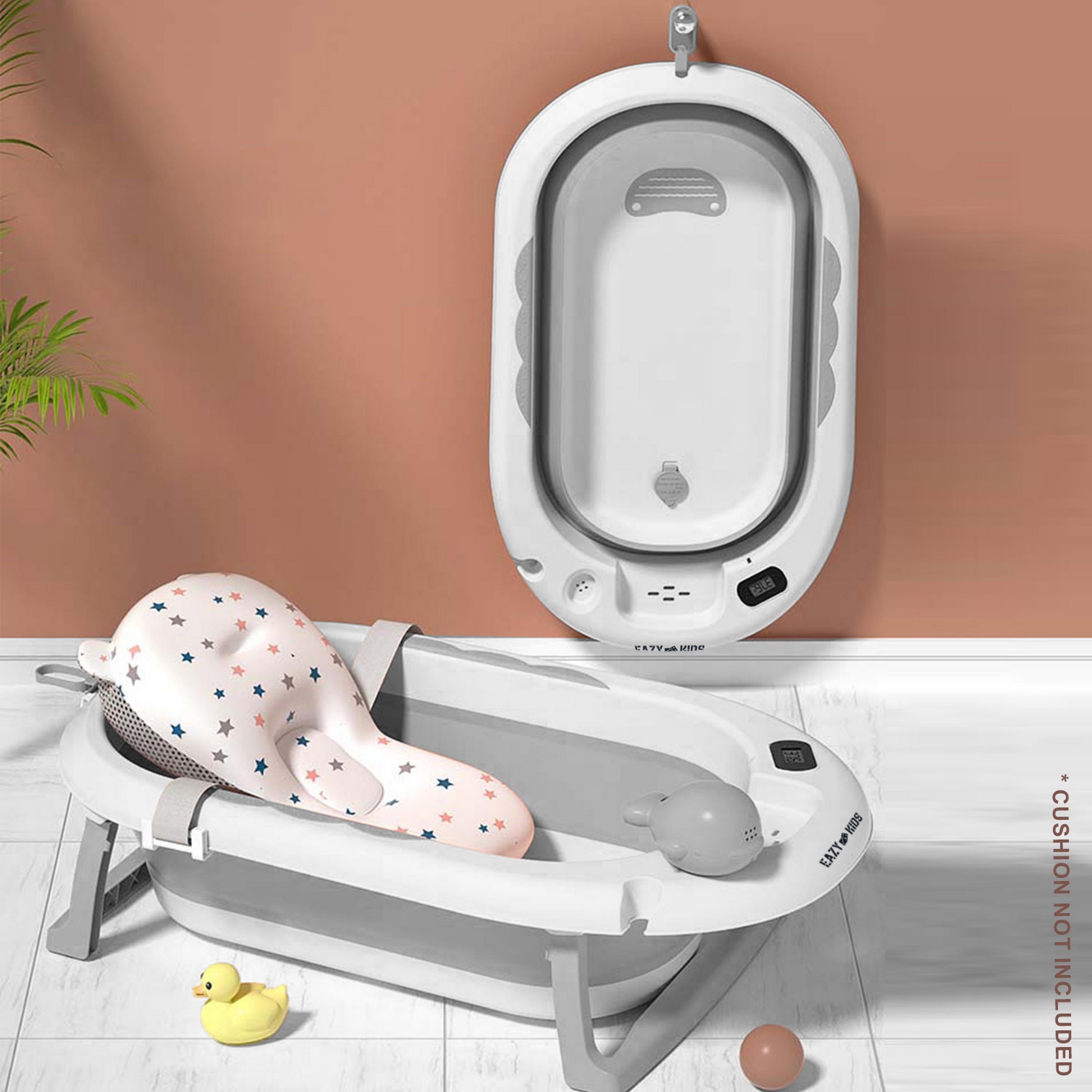 Eazy Kids Temperature Controlled Foldable Bathtub, Grey-baby-bathandcare-bathtubs-image-5