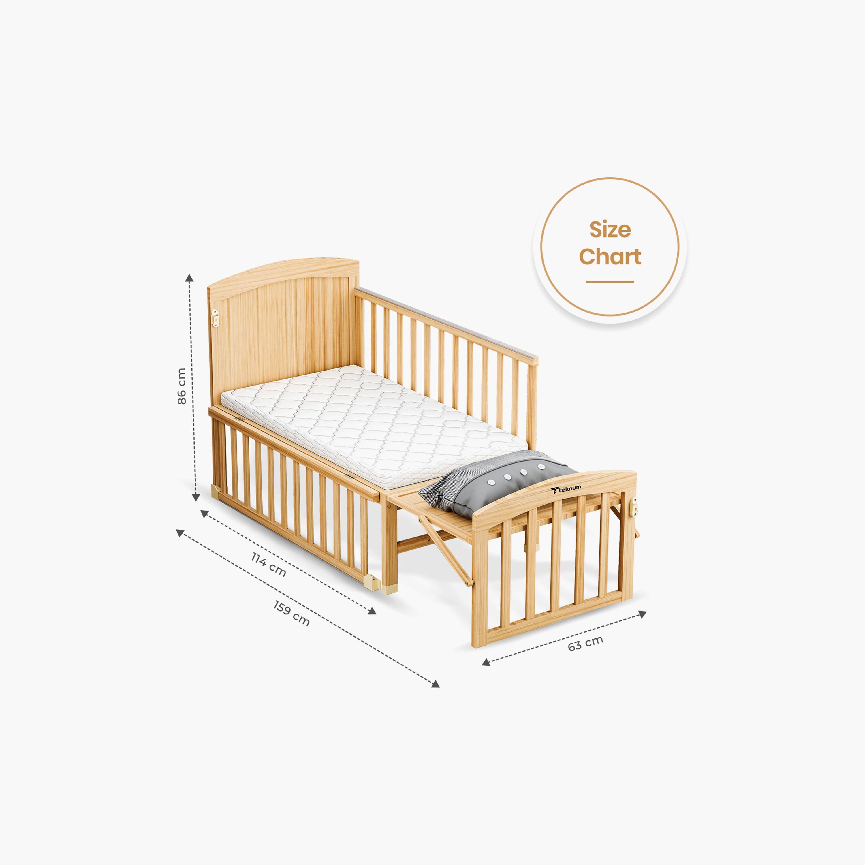 TEKNUM 7-in-1 Convertible Bed & Bedside Crib with Accessories, Natural Wood-baby-nursery-furniture-cribsandbeds-babycribs-image-2