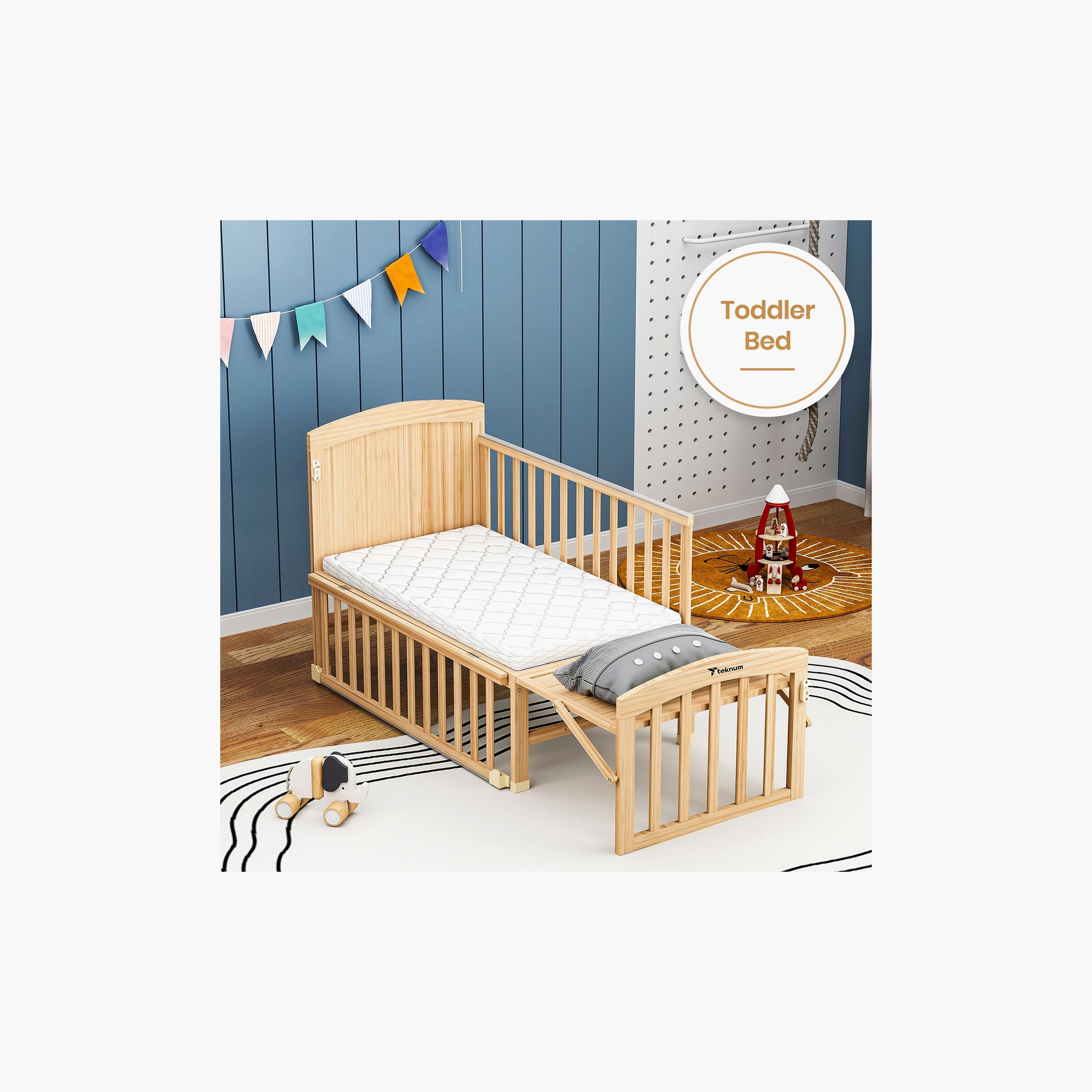 TEKNUM 7-in-1 Convertible Bed & Bedside Crib with Accessories, Natural Wood-baby-nursery-furniture-cribsandbeds-babycribs-image-5