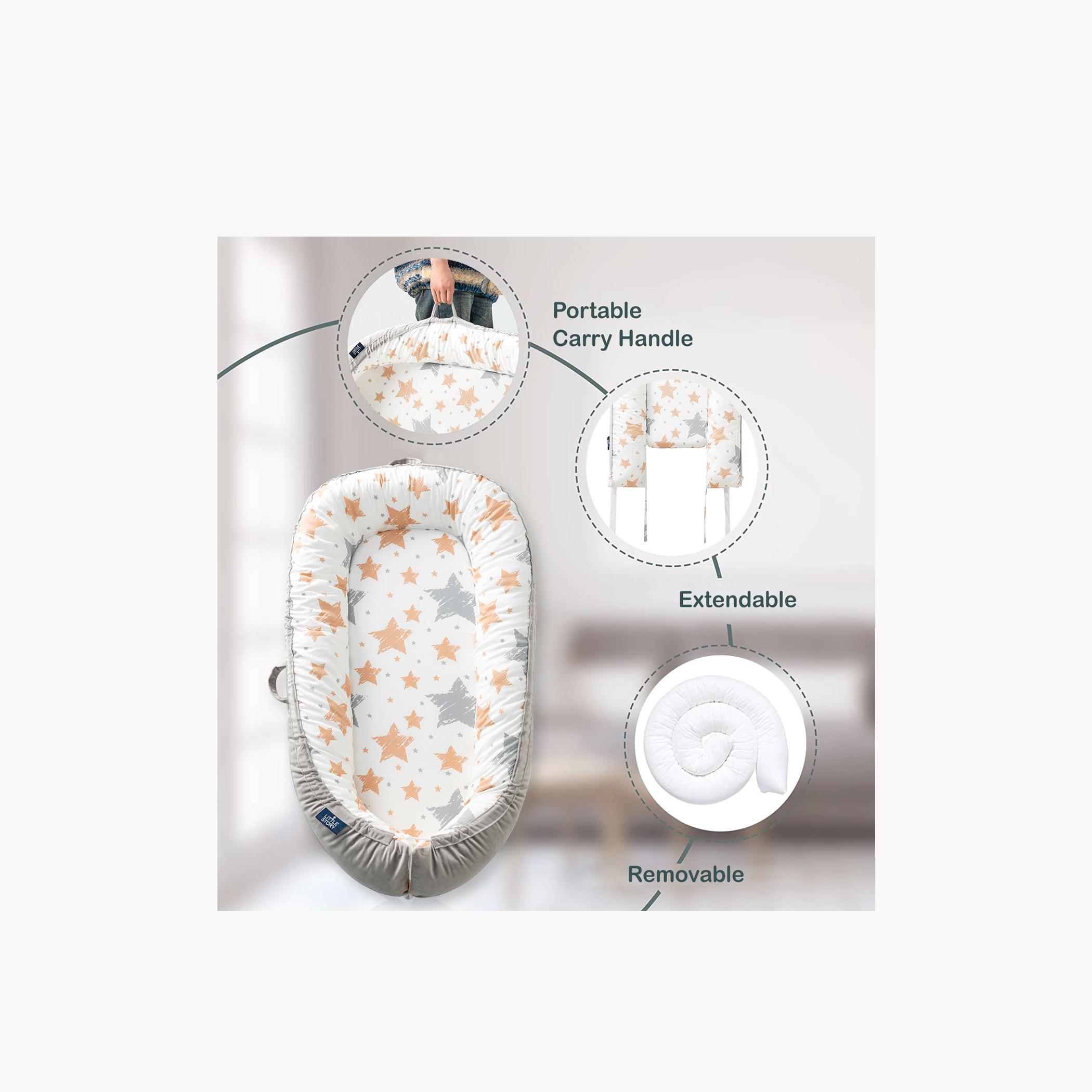 Little Story Newborn Lounger Bed, Galaxy Grey-baby-nursery-babybedding-image-4