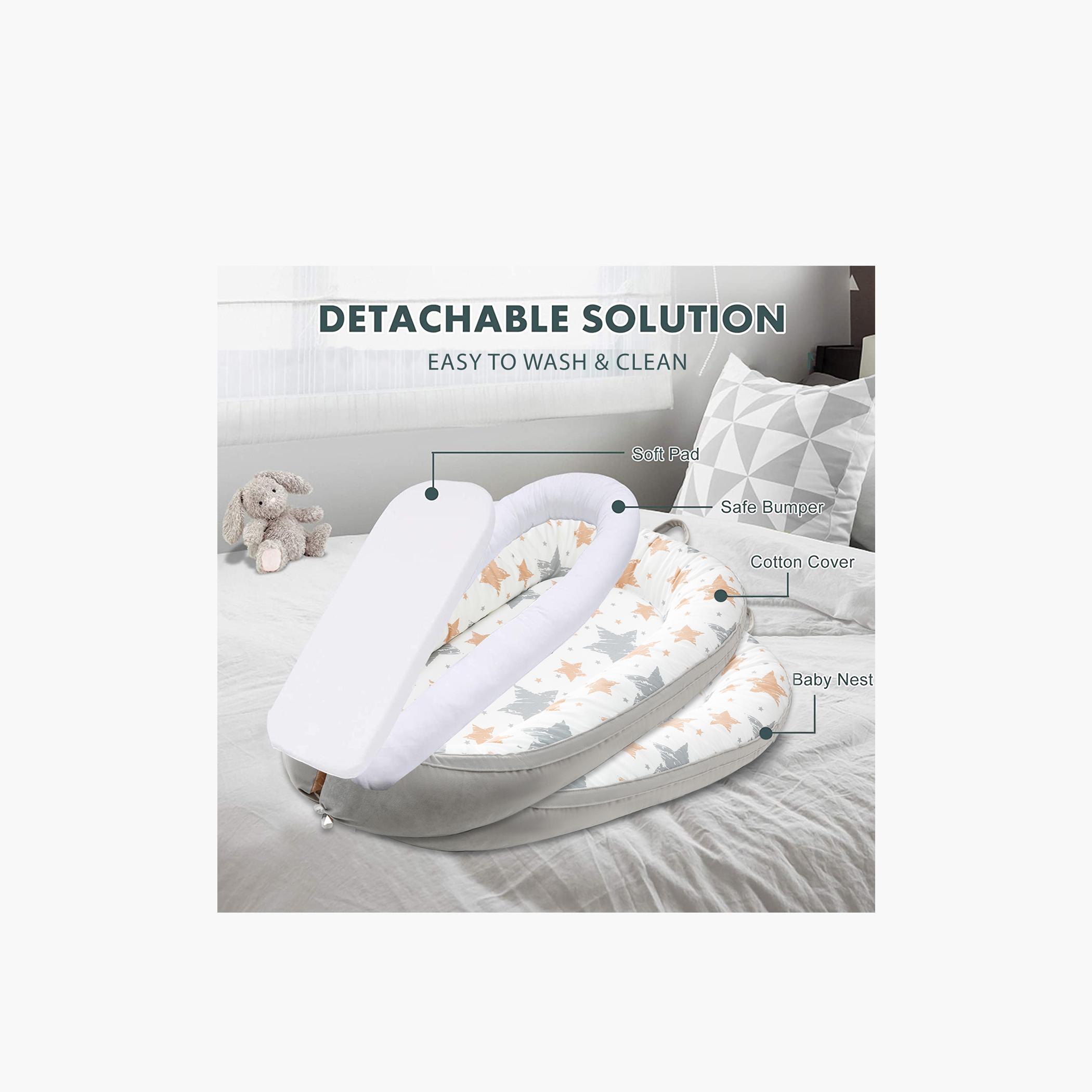Little Story Newborn Lounger Bed, Galaxy Grey-baby-nursery-babybedding-image-8