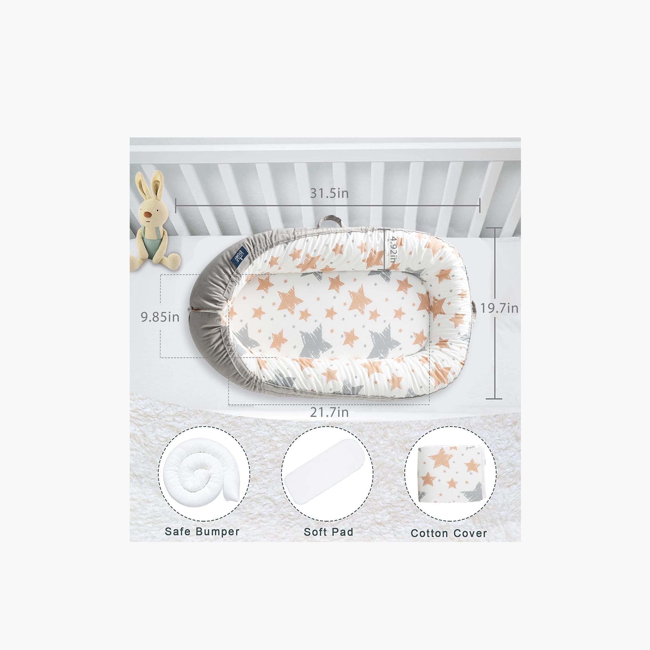 Little Story Newborn Lounger Bed, Galaxy Grey-baby-nursery-babybedding-image-9