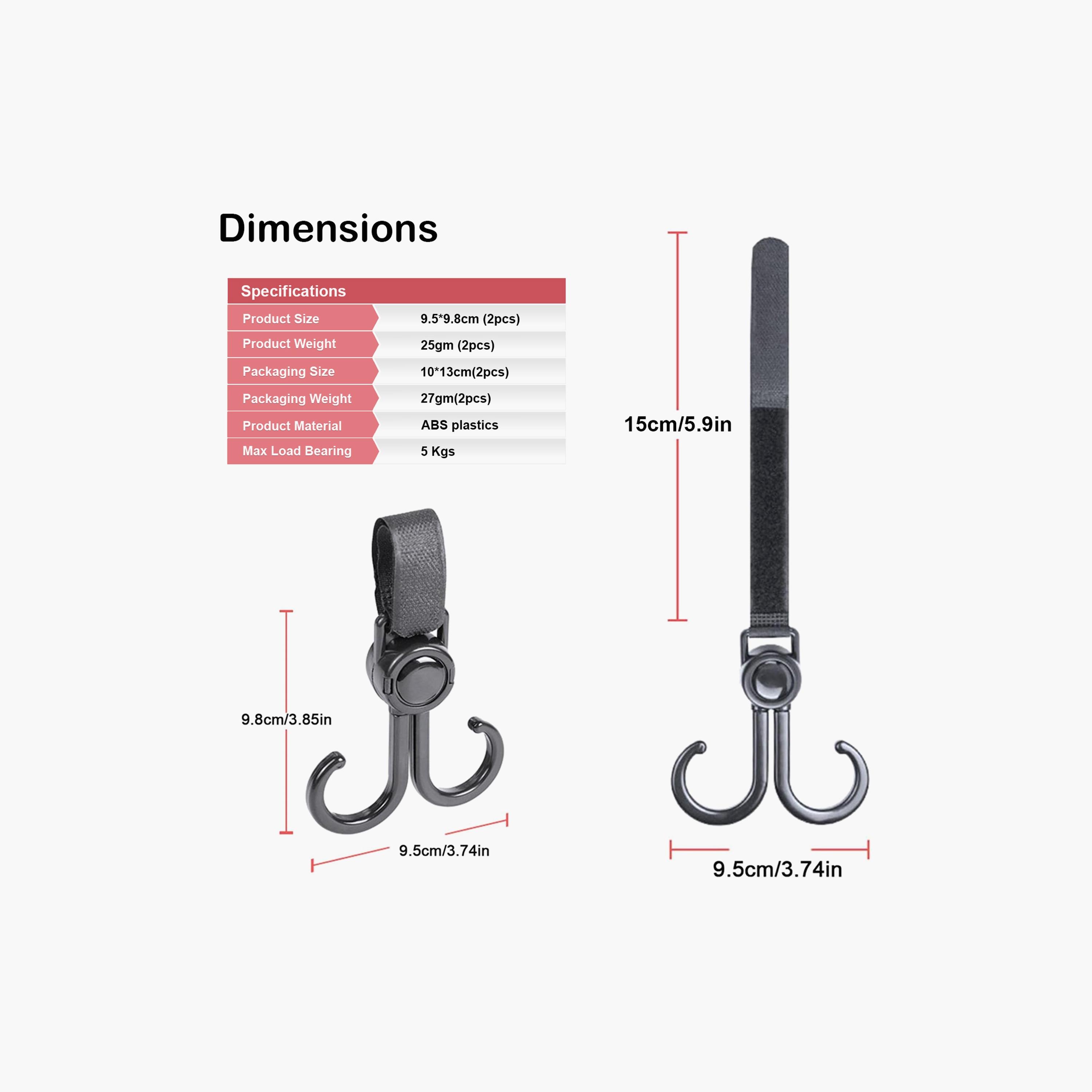 Sunveno 2-Piece 360° Rotatable Multipurpose Stroller Hooks-baby-gear-strollersandprams-accessories-image-3