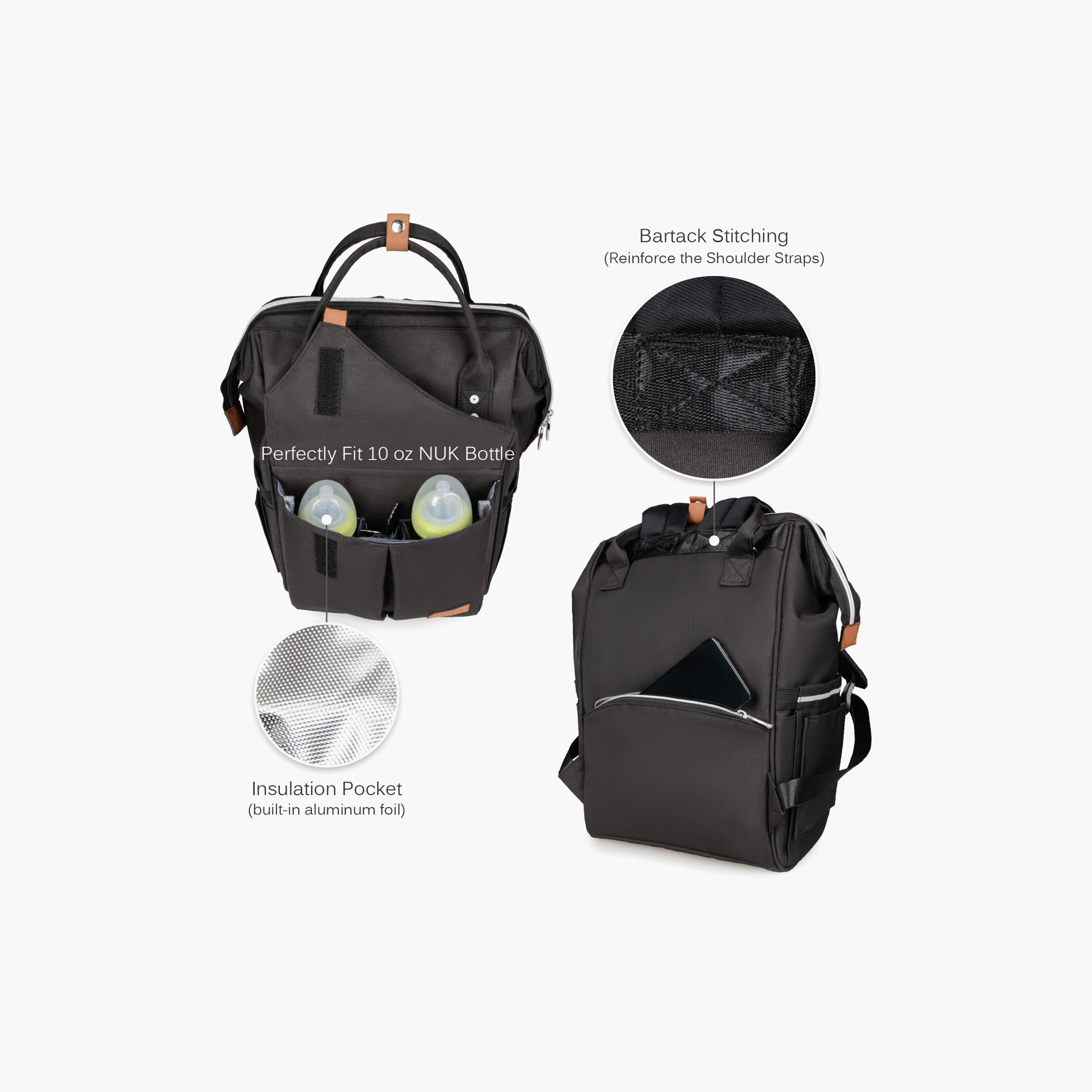 Alameda Multifunction Diaper Backpack, Black - XXL-baby-diapering-diaperbags-image-4