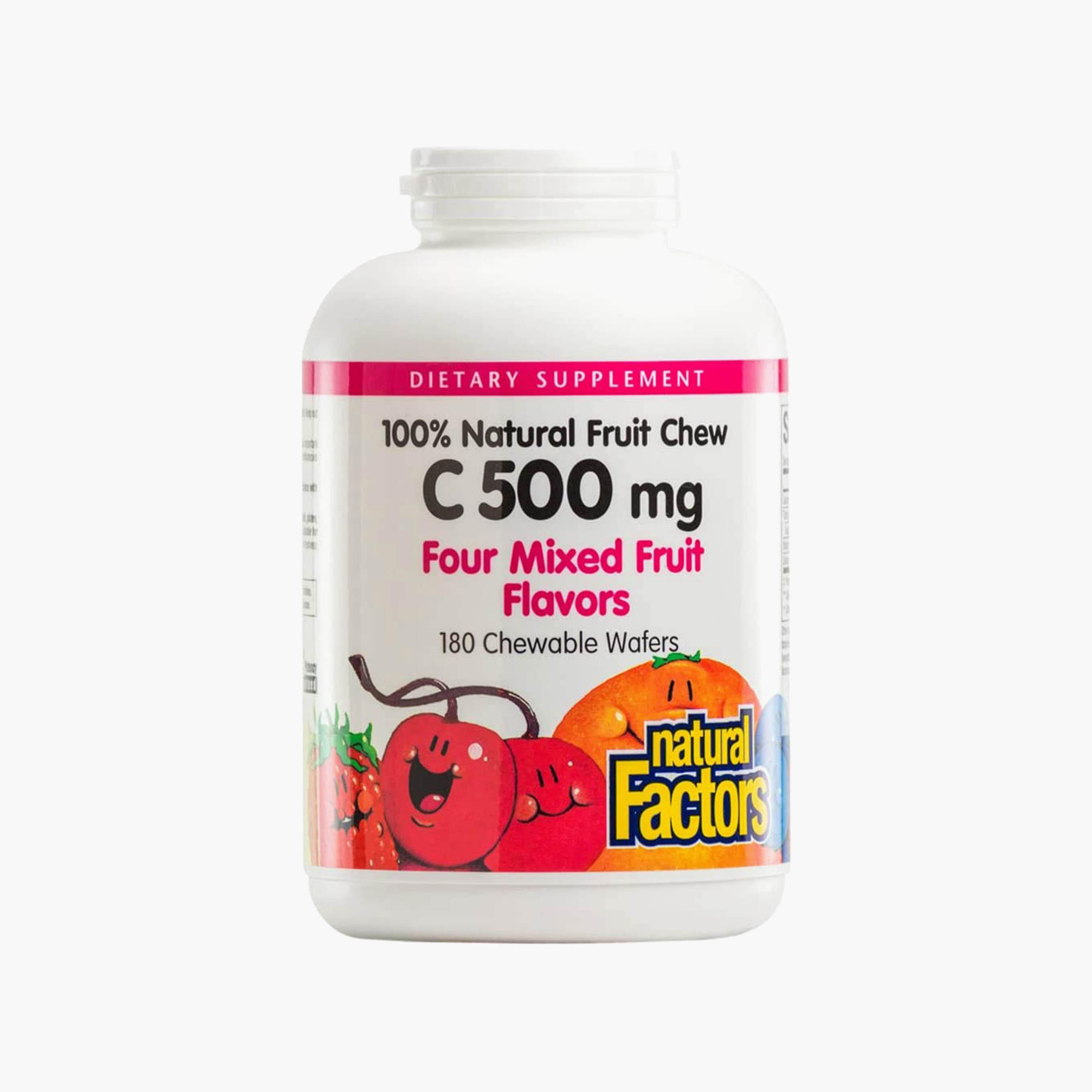 فيتامين سي 500 مجم ويفر قابل للمضغ، فواكه مشكلة، 180 رقاقة قابلة للمضغ-sports-nutrition-vitaminshealthsupplements-image-1