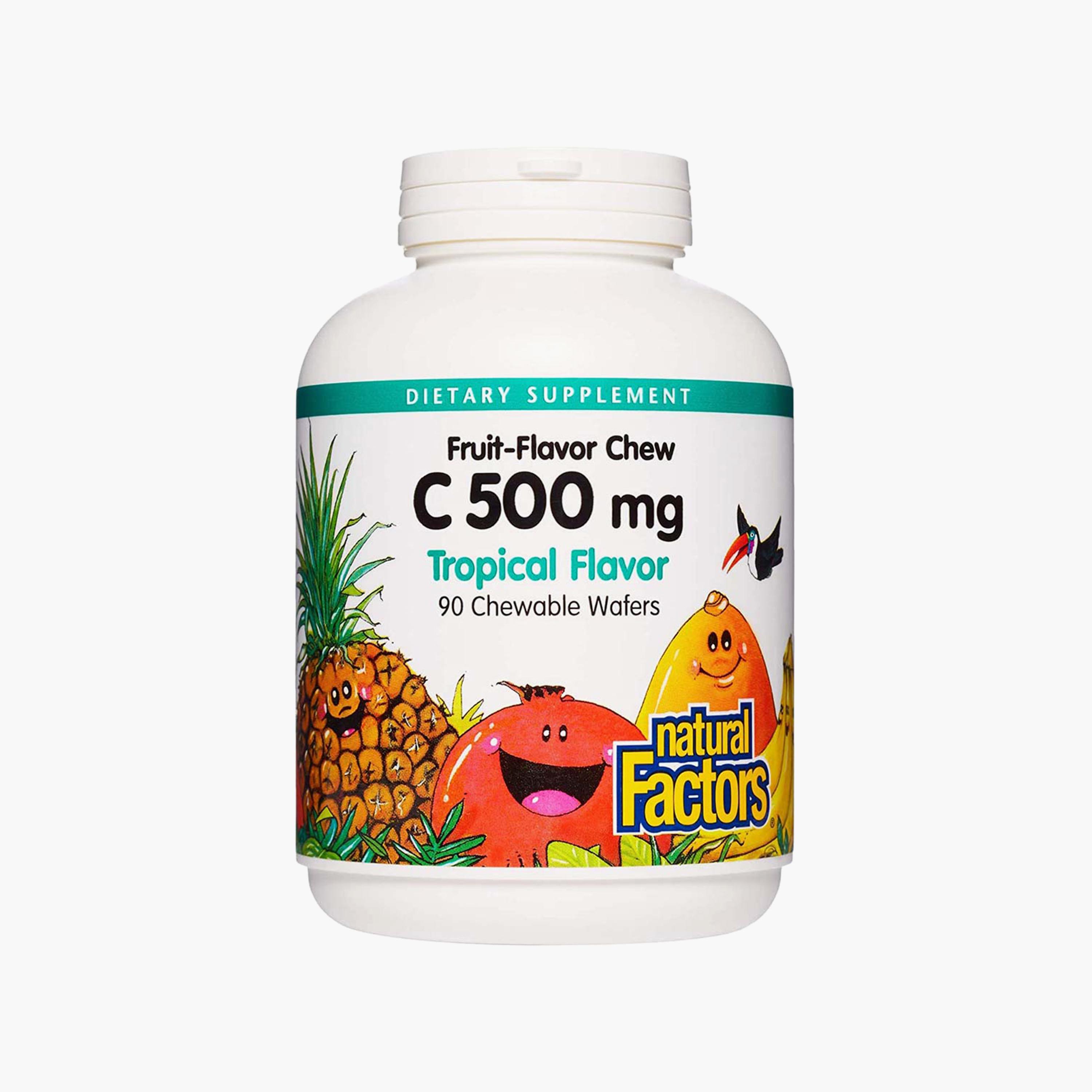 فيتامين سي 500 مغم ويفر قابل للمضغ، نكهة استوائية، 90 رقاقة قابلة للمضغ-sports-nutrition-vitaminshealthsupplements-image-1
