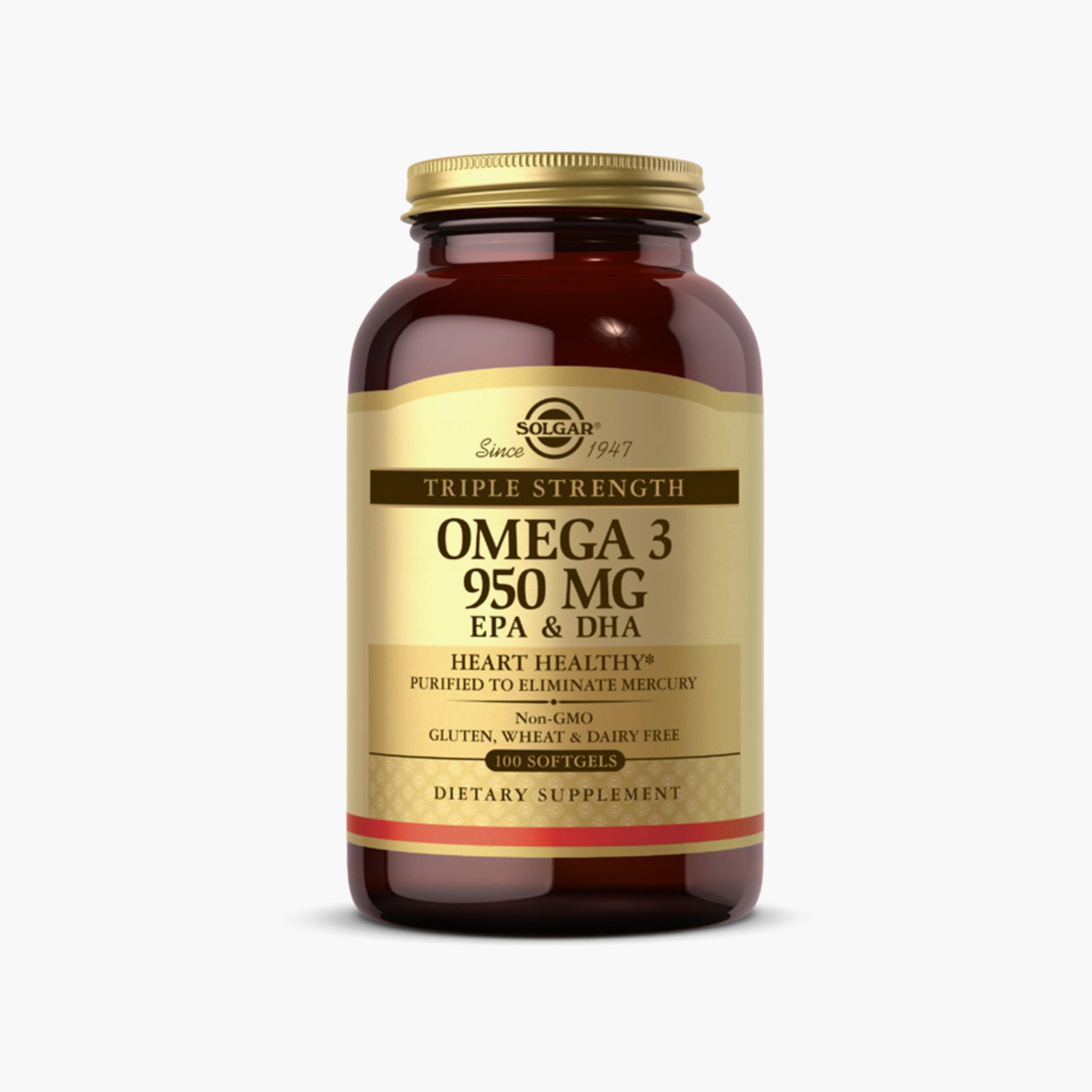 حبوب أوميجا 3 بالقوة الثلاثية، 950 مجم، 100 كبسولة هلامية-sports-nutrition-vitaminshealthsupplements-image-1