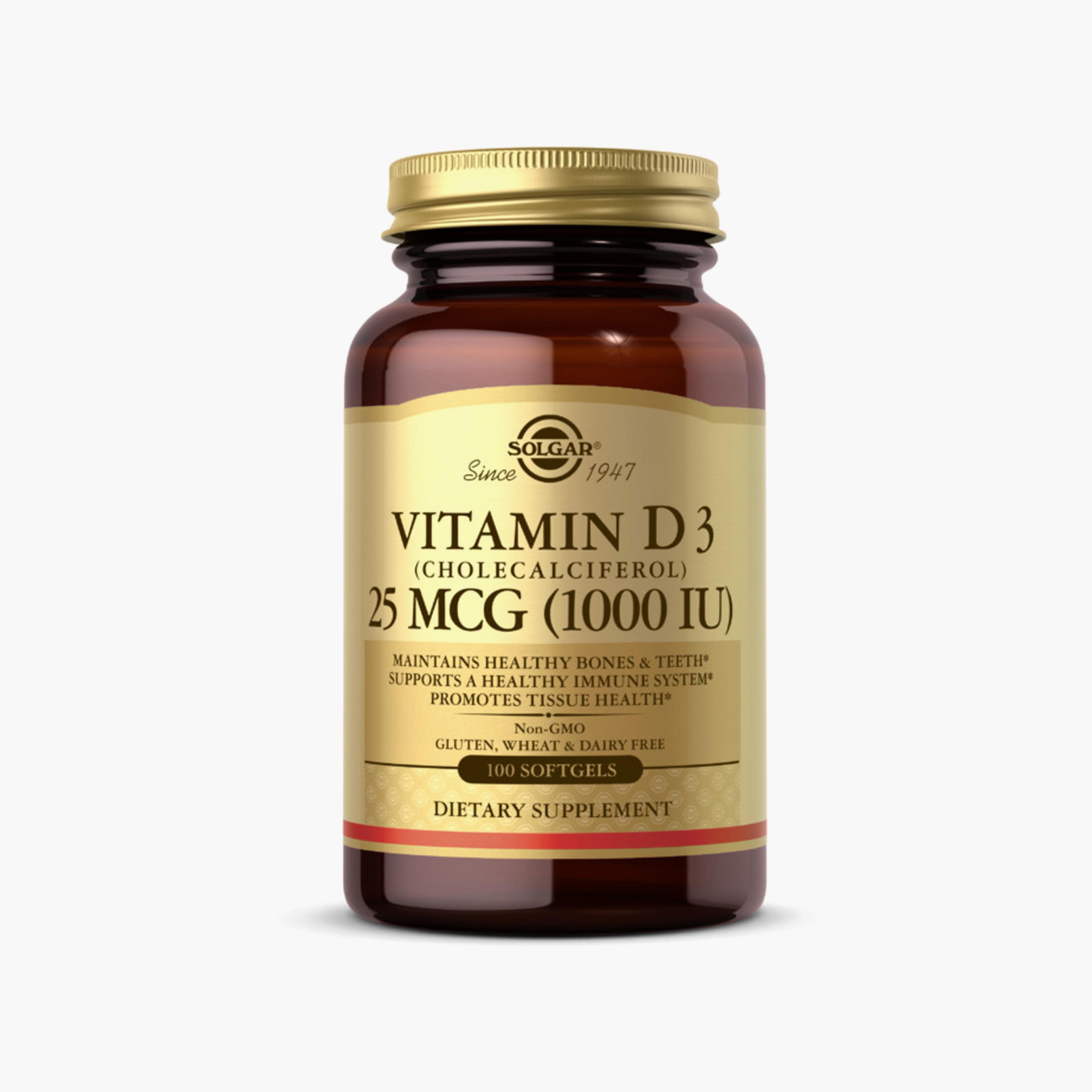 Vitamin D3 Cholecalciferol, 25 mcg 1000 IU, 100 Softgels-sports-nutrition-vitaminshealthsupplements-image-1