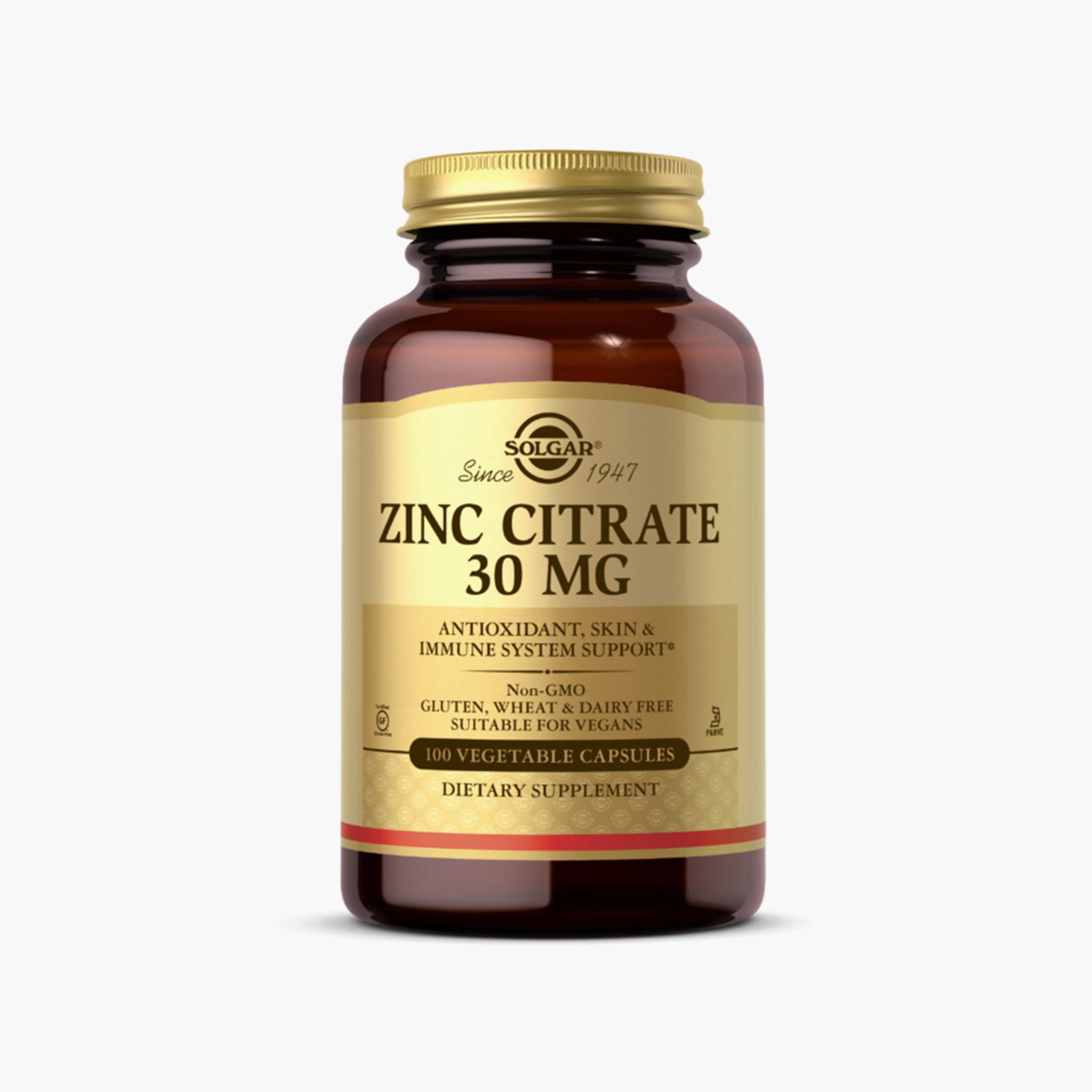 سترات الزنك، 30 ملجم، 100 كبسولة نباتية-sports-nutrition-vitaminshealthsupplements-image-1